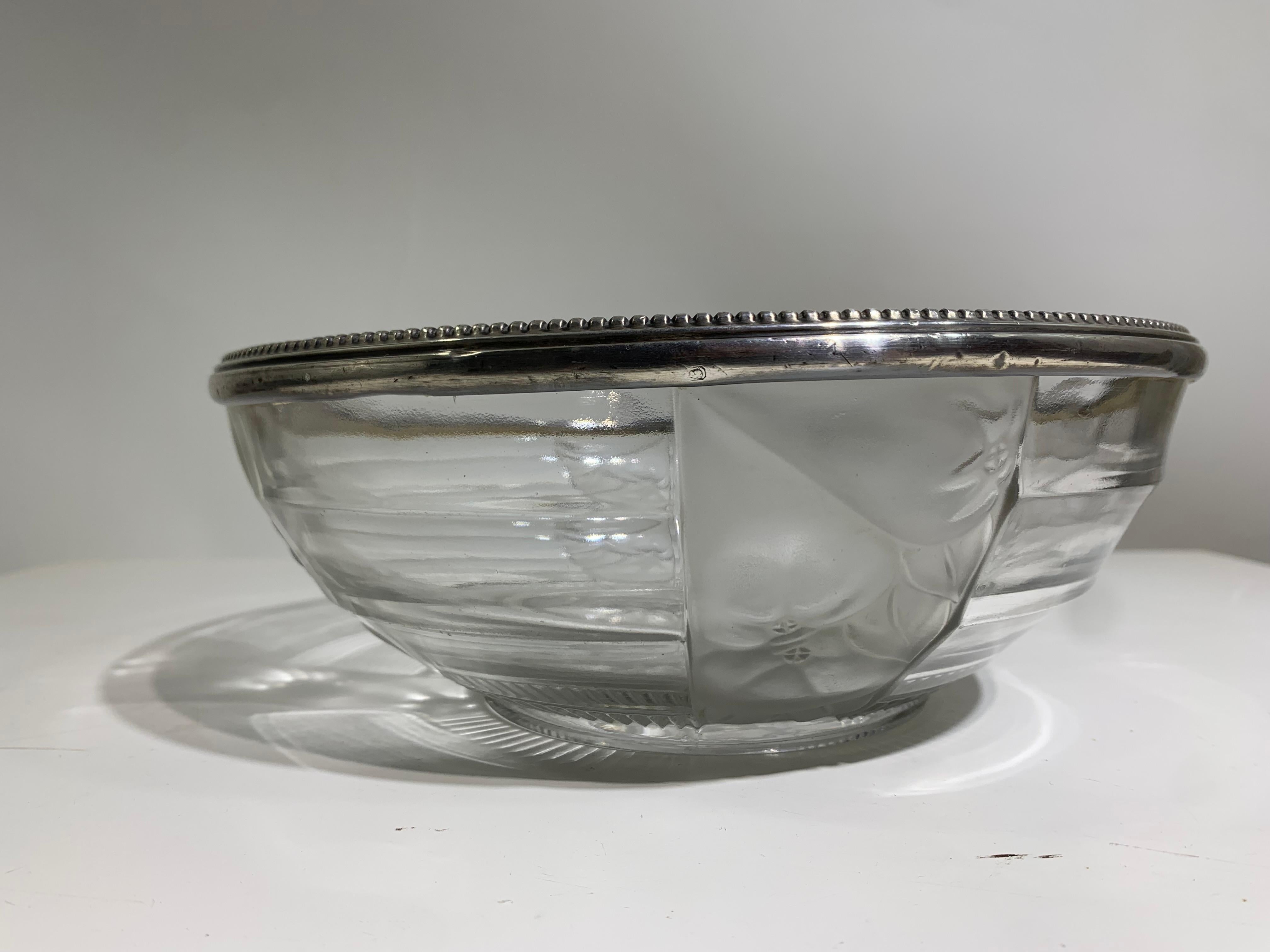 19th Century Vintage Crystal Glass Fruit Bowl Signed 