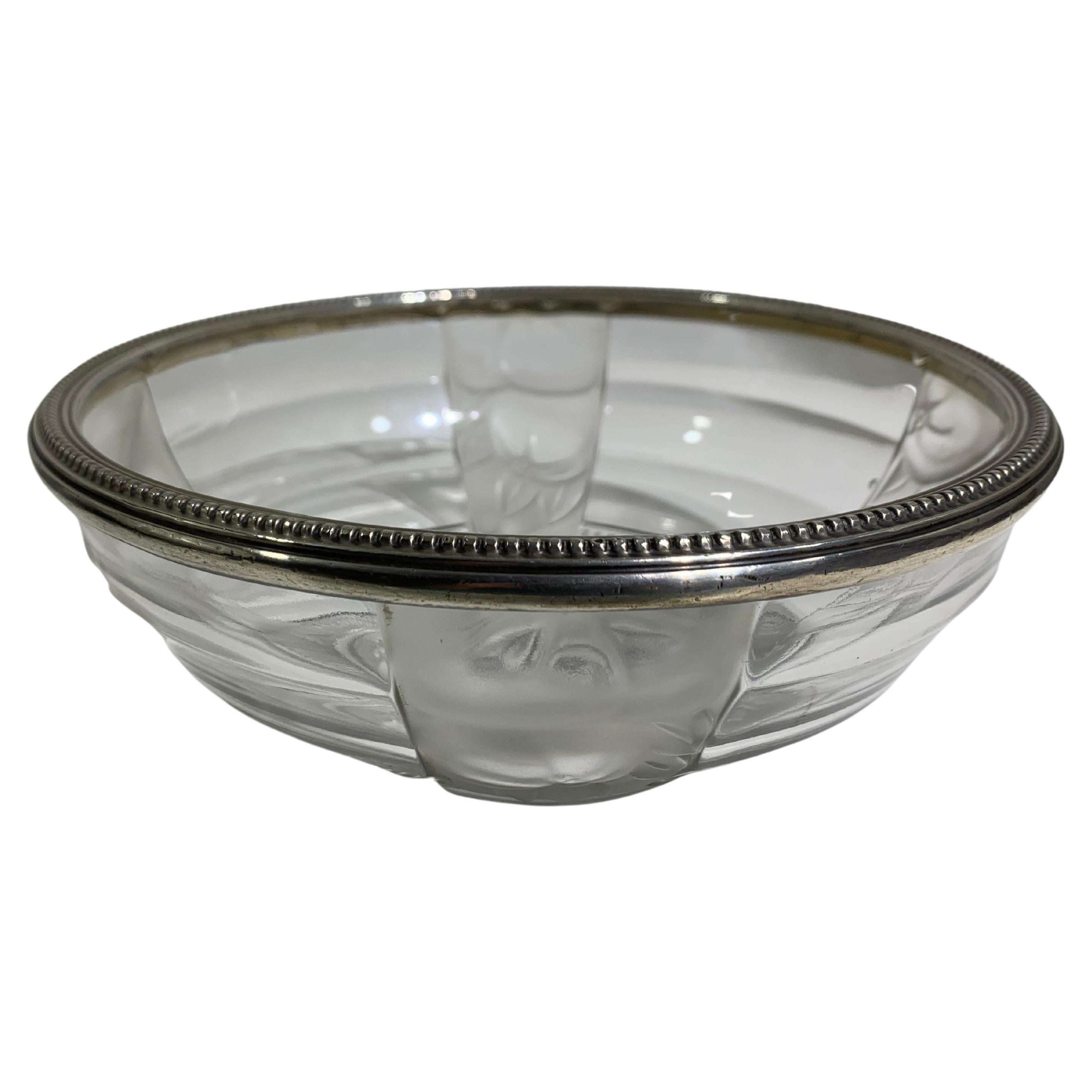 19th Century Vintage Crystal Glass Fruit Bowl Signed " VAL ST LAMBERT BELGIQUE" For Sale