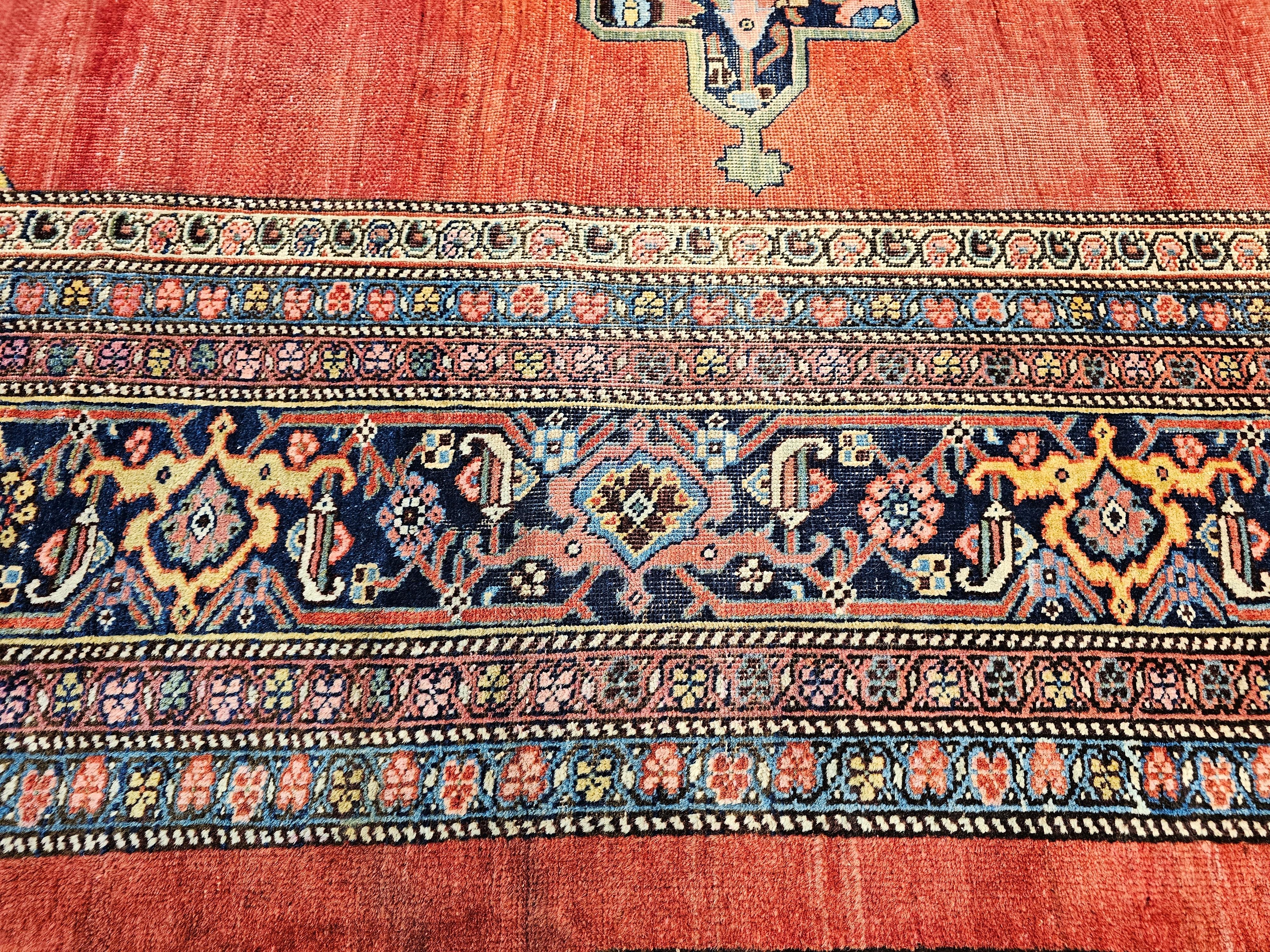 19th Century Vintage Oversized Persian Bidjar in Red, French Blue, Yellow, Green For Sale 4