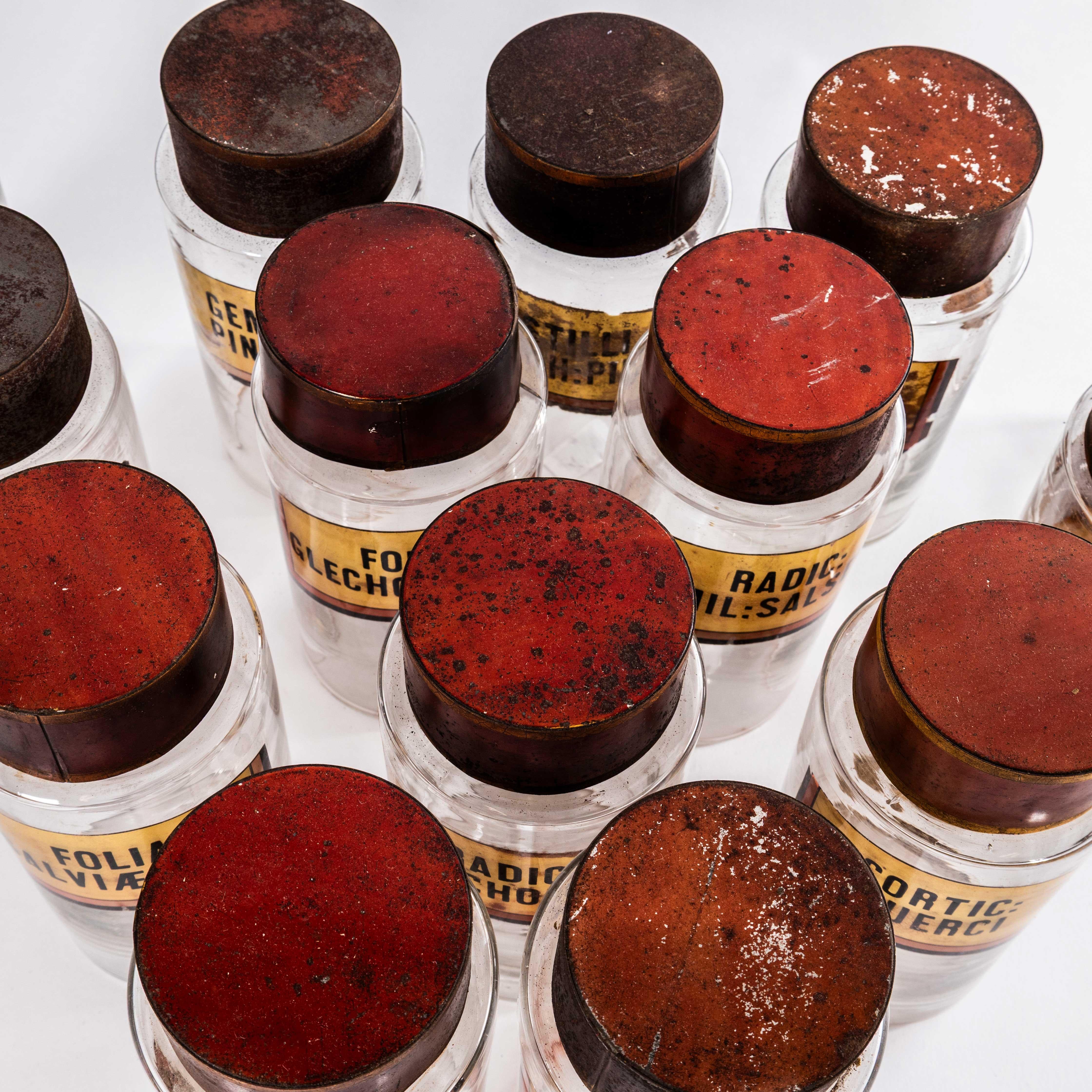 19th Century Vintage Pharmacy Jars French (Large Lid) In Good Condition For Sale In Hook, Hampshire