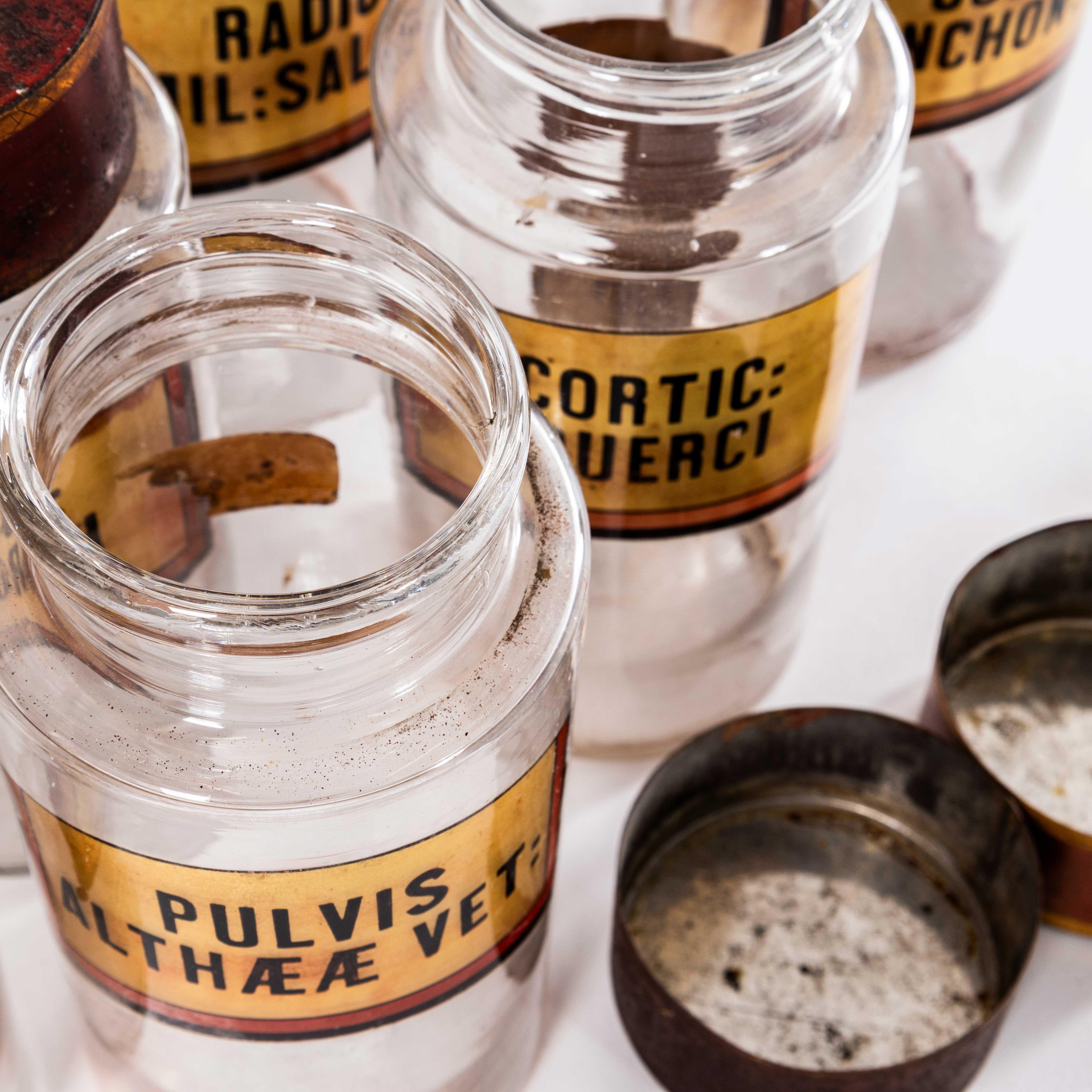 Glass 19th Century Vintage Pharmacy Jars French (Large Lid) For Sale