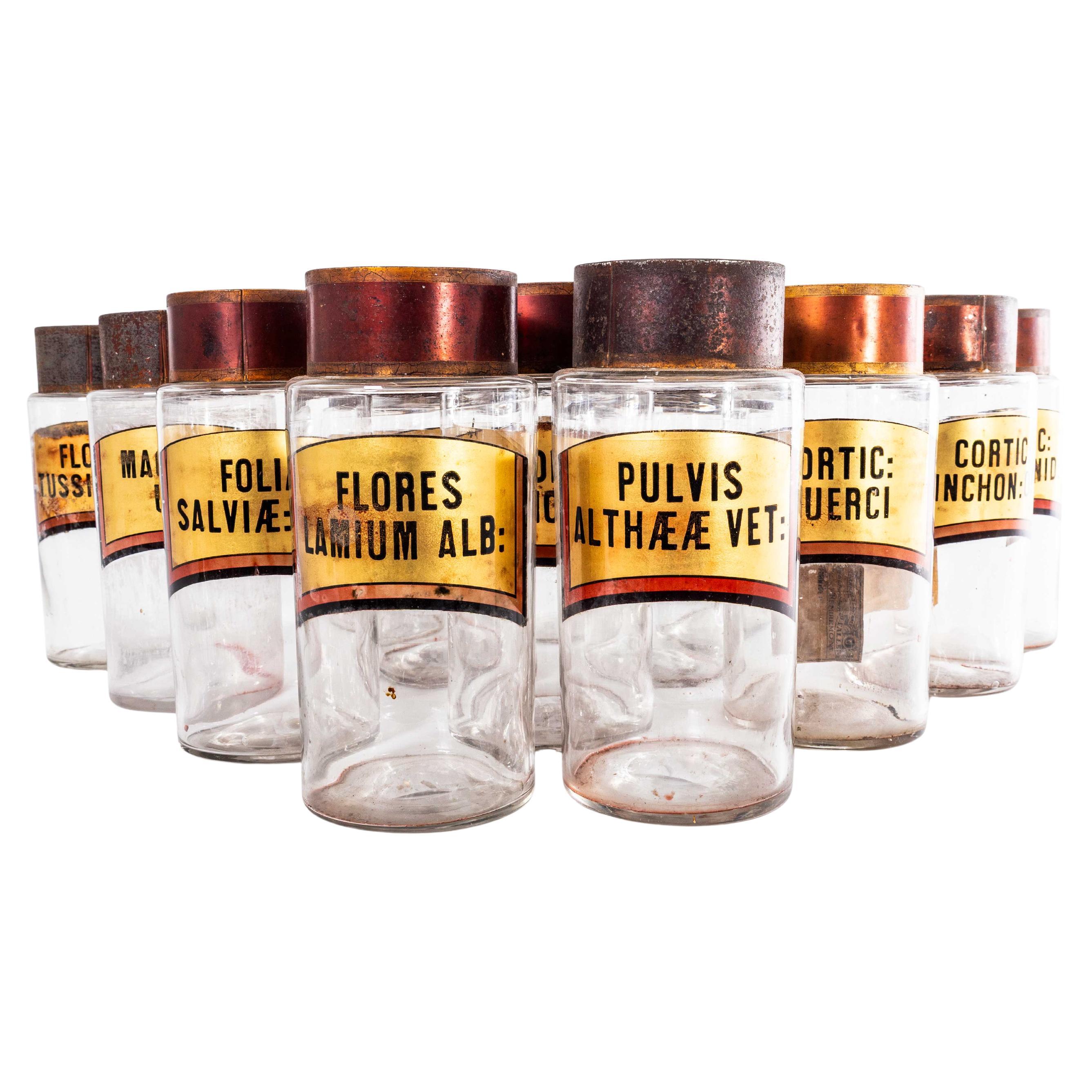 19th Century Vintage Pharmacy Jars French (Large Lid) For Sale