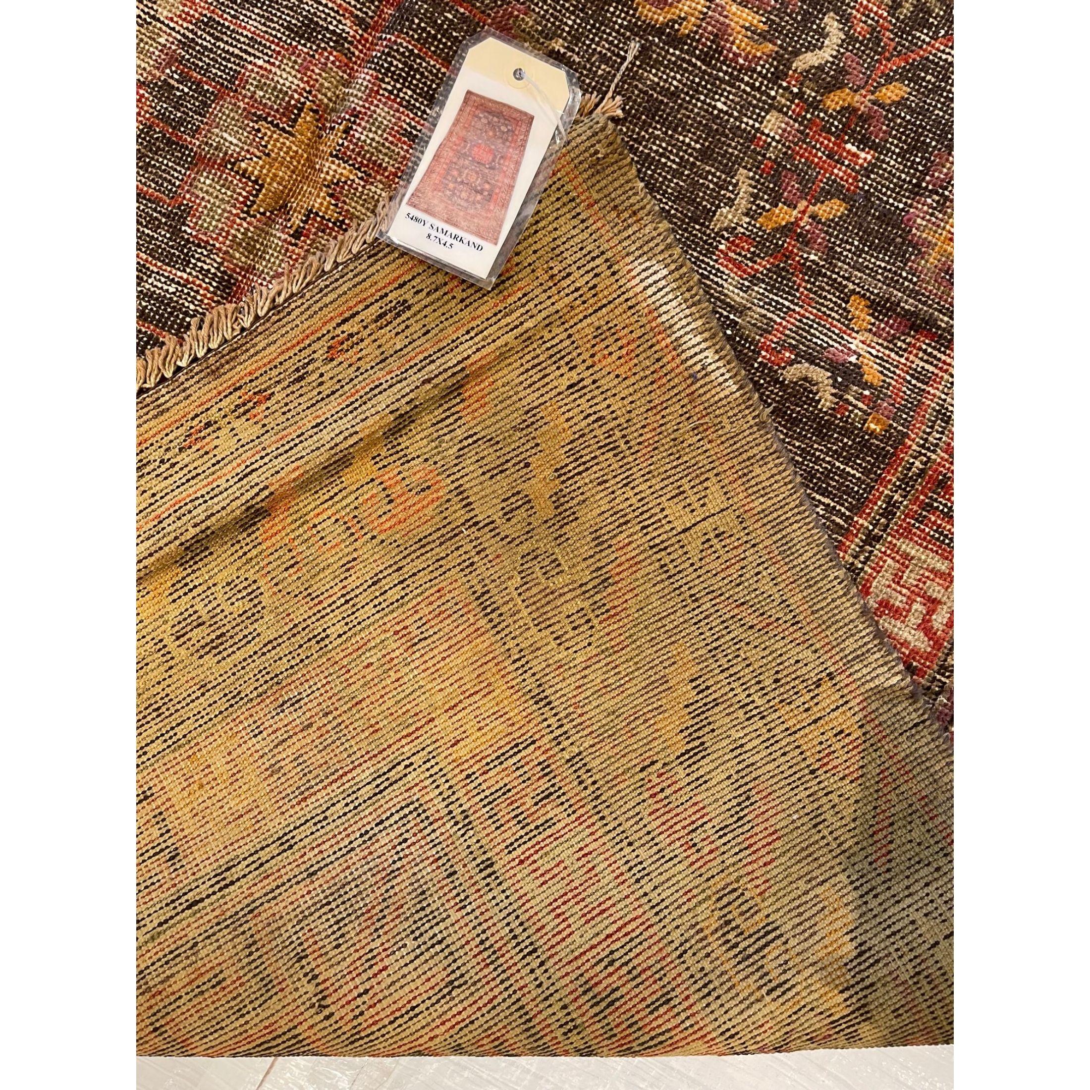 19th Century Vintage Samarkand Rug In Good Condition For Sale In Los Angeles, US