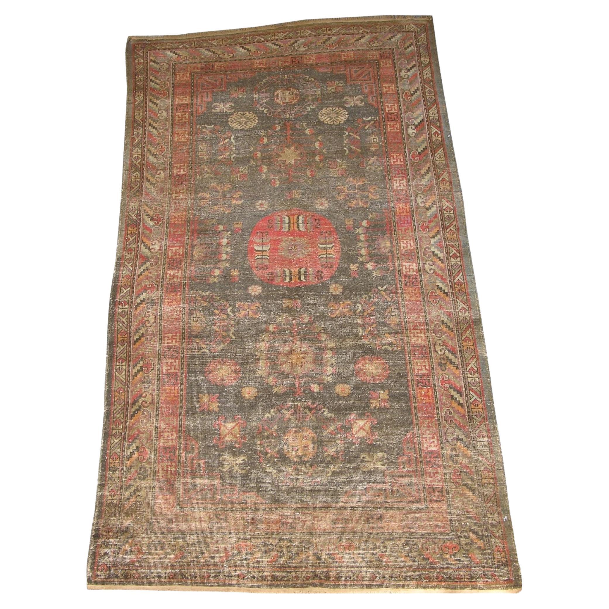 19th Century Vintage Samarkand Rug For Sale