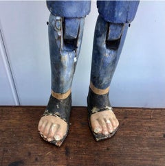 Vintage Santo Saint-Skulptur aus spanischem Kolonialholz aus dem 19. Jahrhundert