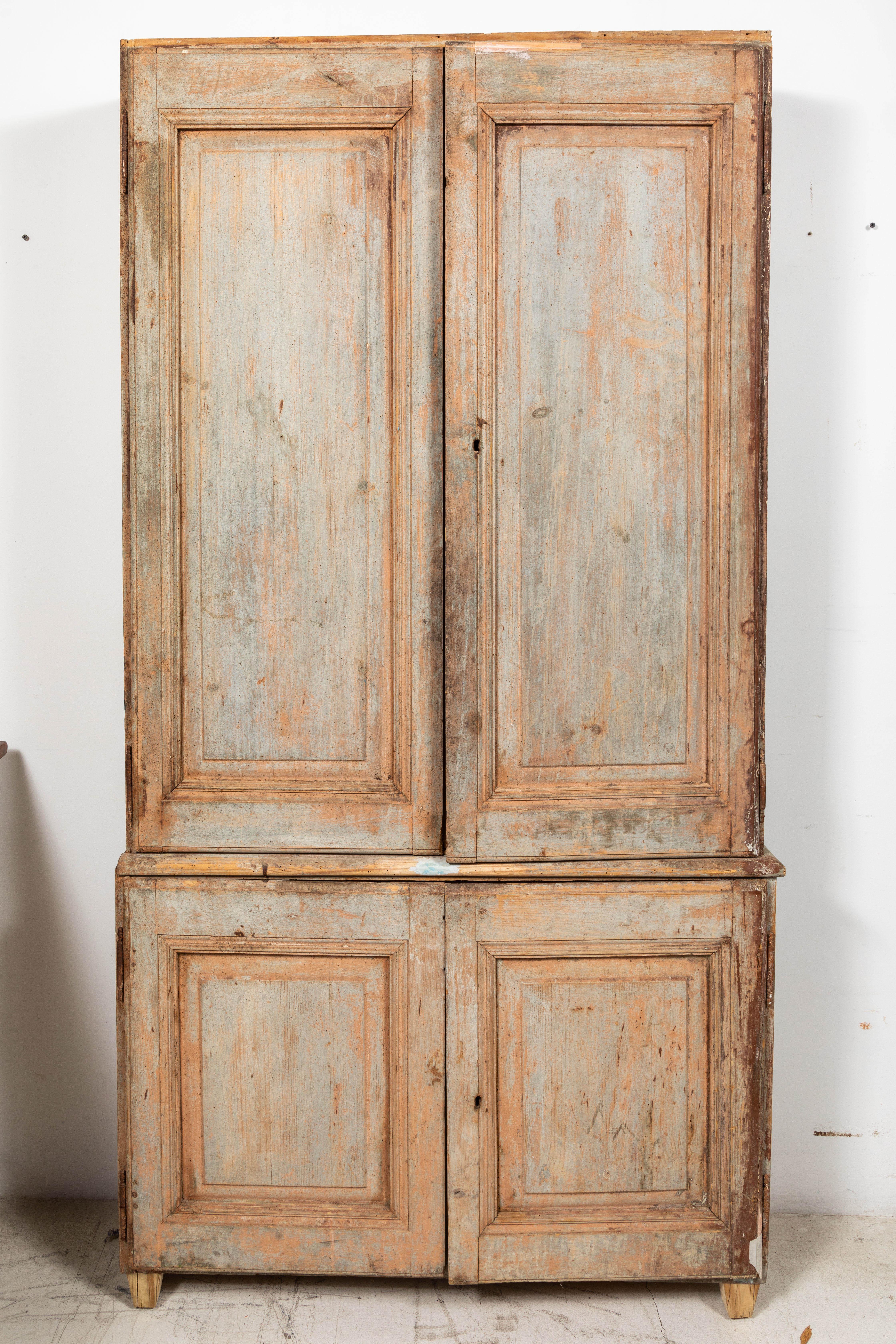 19th Century Vintage Swedish Gustavian Two-Piece Cabinet For Sale 1