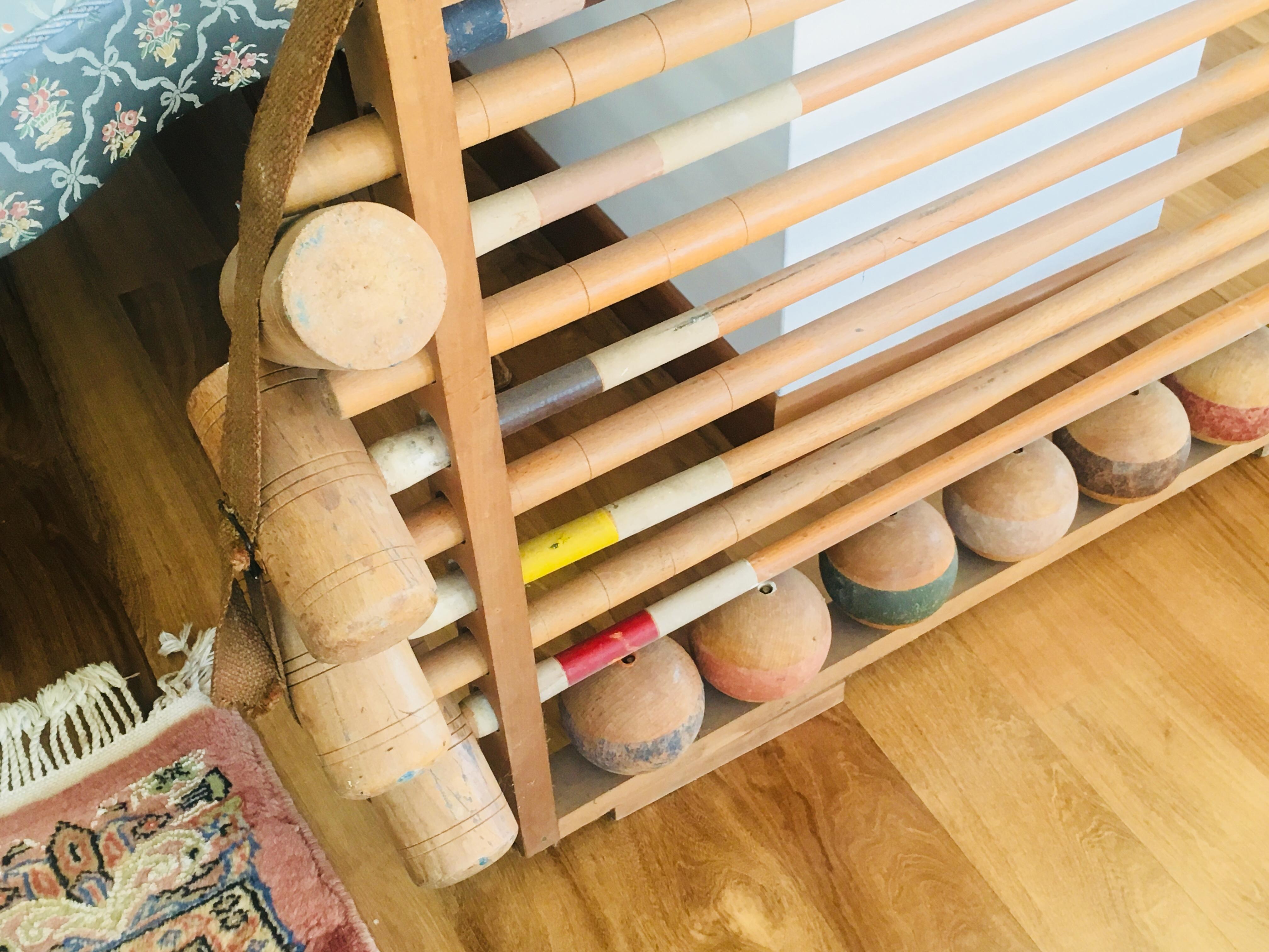 antique wooden croquet set