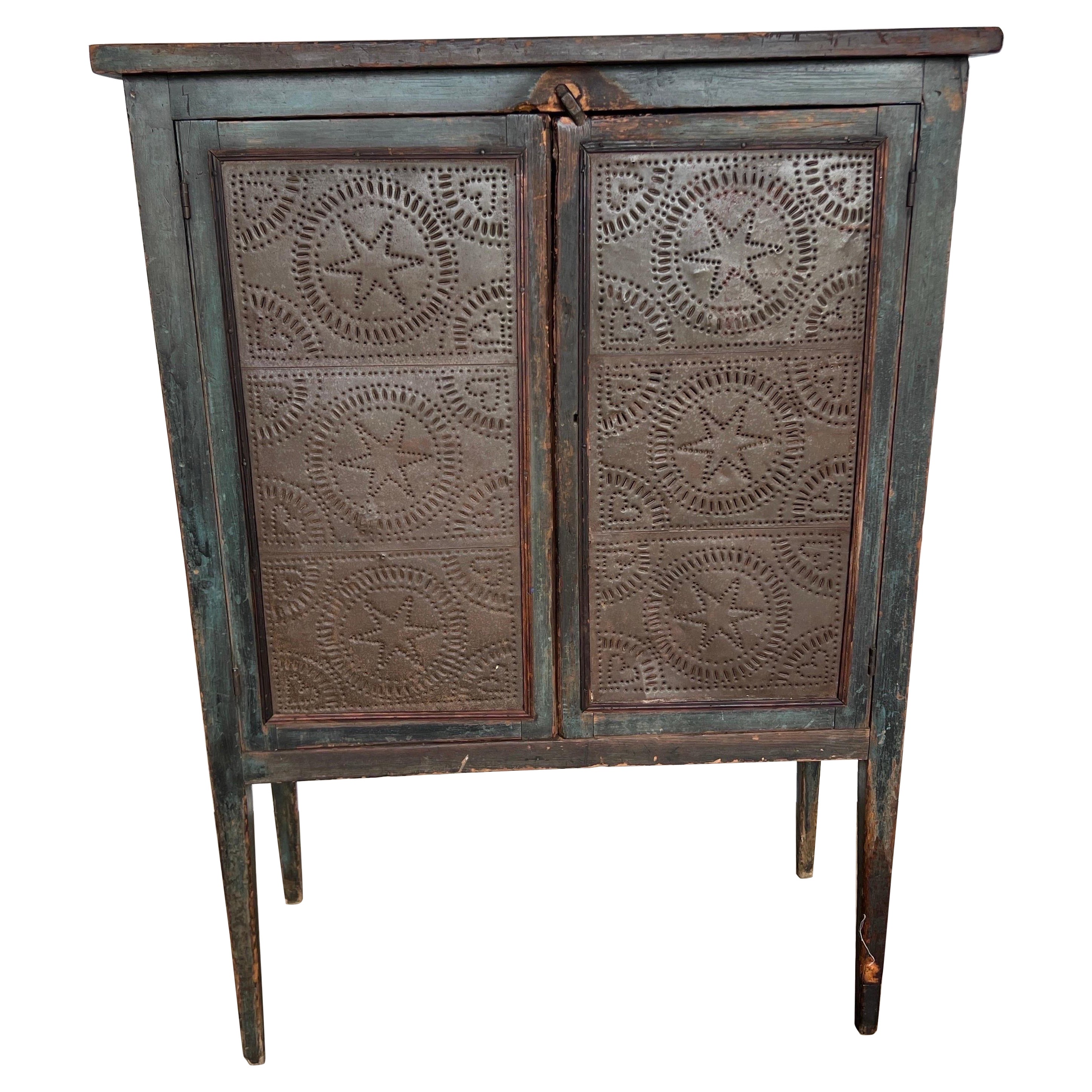19th Century Virginia Pie Safe in Original Blue Paint