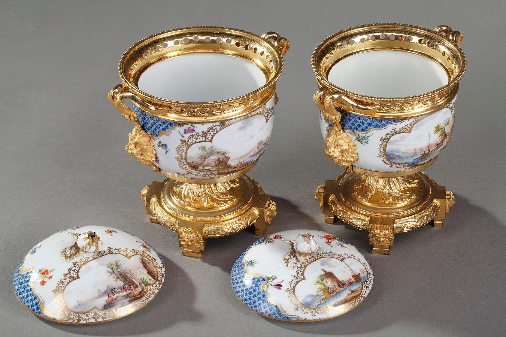19th Century Volkstedt-Rudolstadt Porcelain and Gilt Bronze Potpourri Vases 12