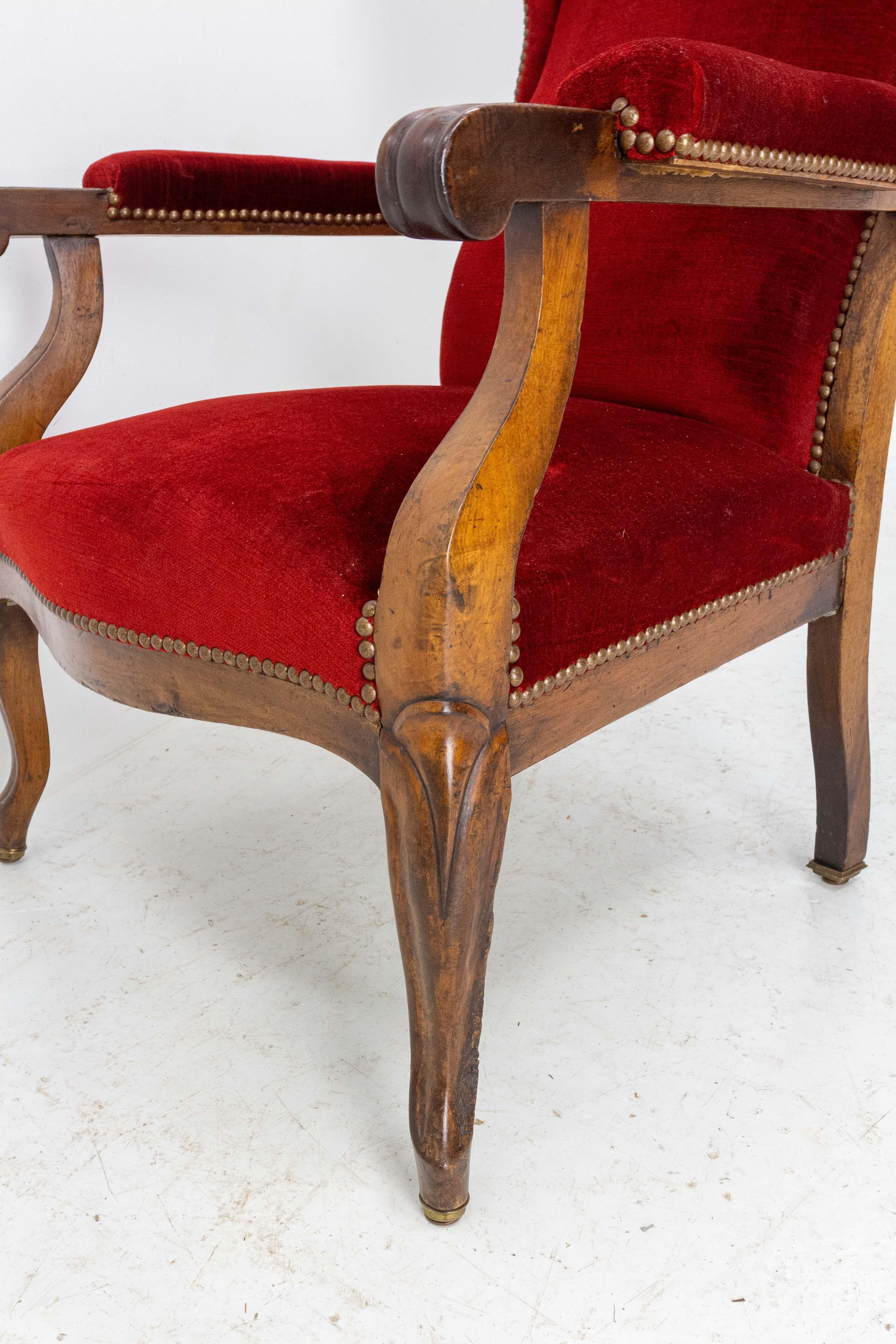 19th Century Voltaire Open Armchair French Louis Philippe Fauteuil For Sale 4