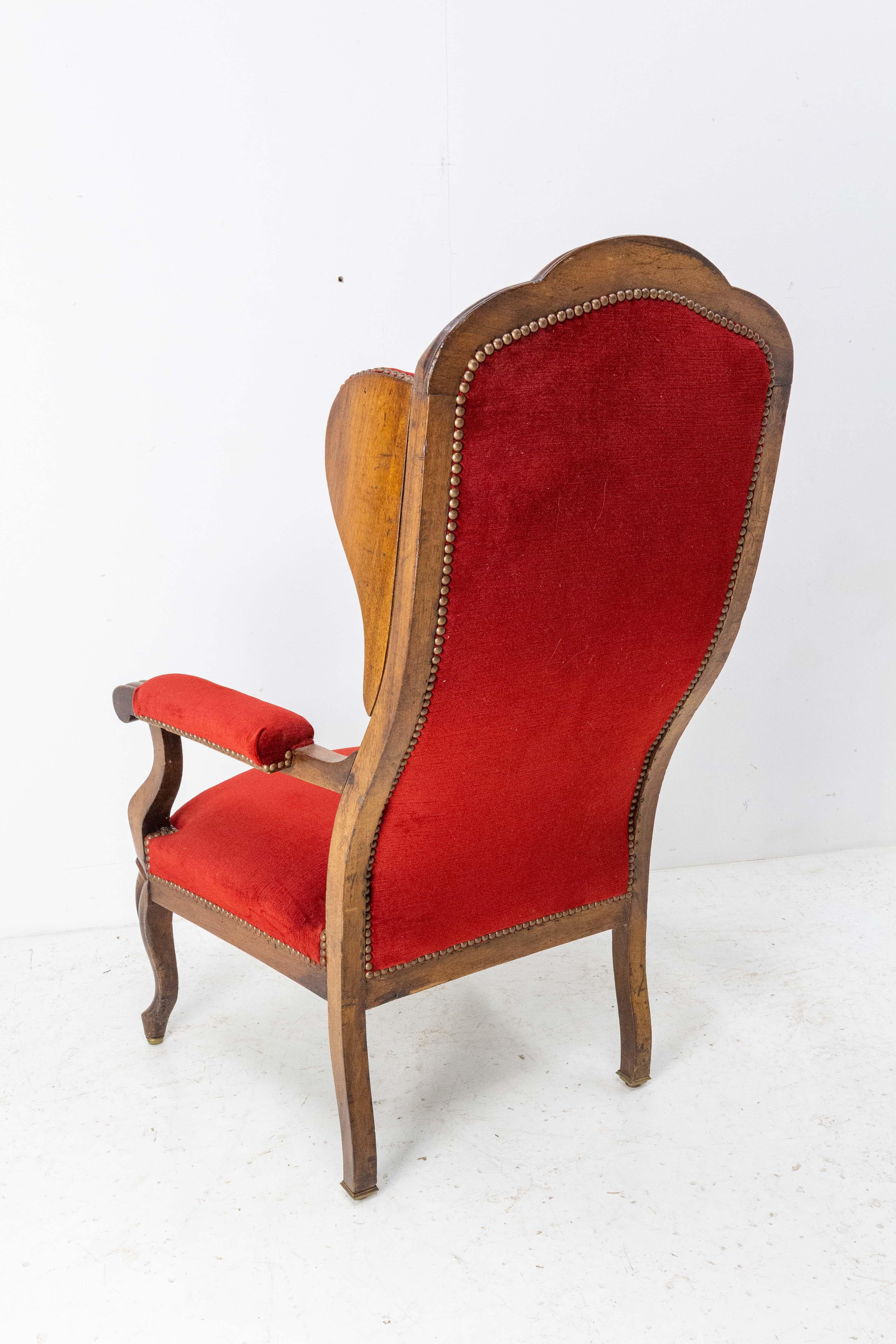 19th Century Voltaire Open Armchair French Louis Philippe Fauteuil In Good Condition For Sale In Labrit, Landes