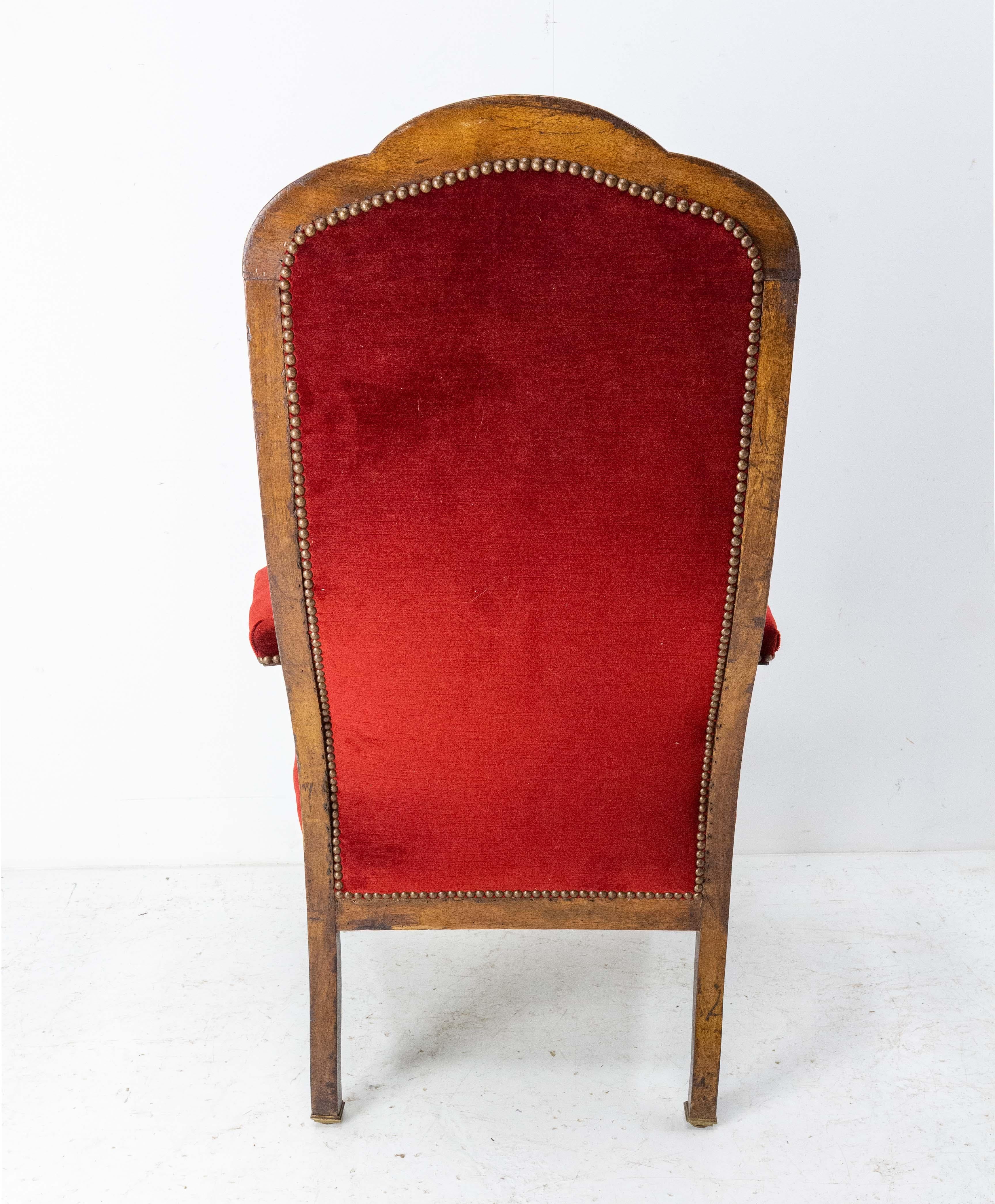 19th Century Voltaire Open Armchair French Louis Philippe Fauteuil In Good Condition For Sale In Labrit, Landes
