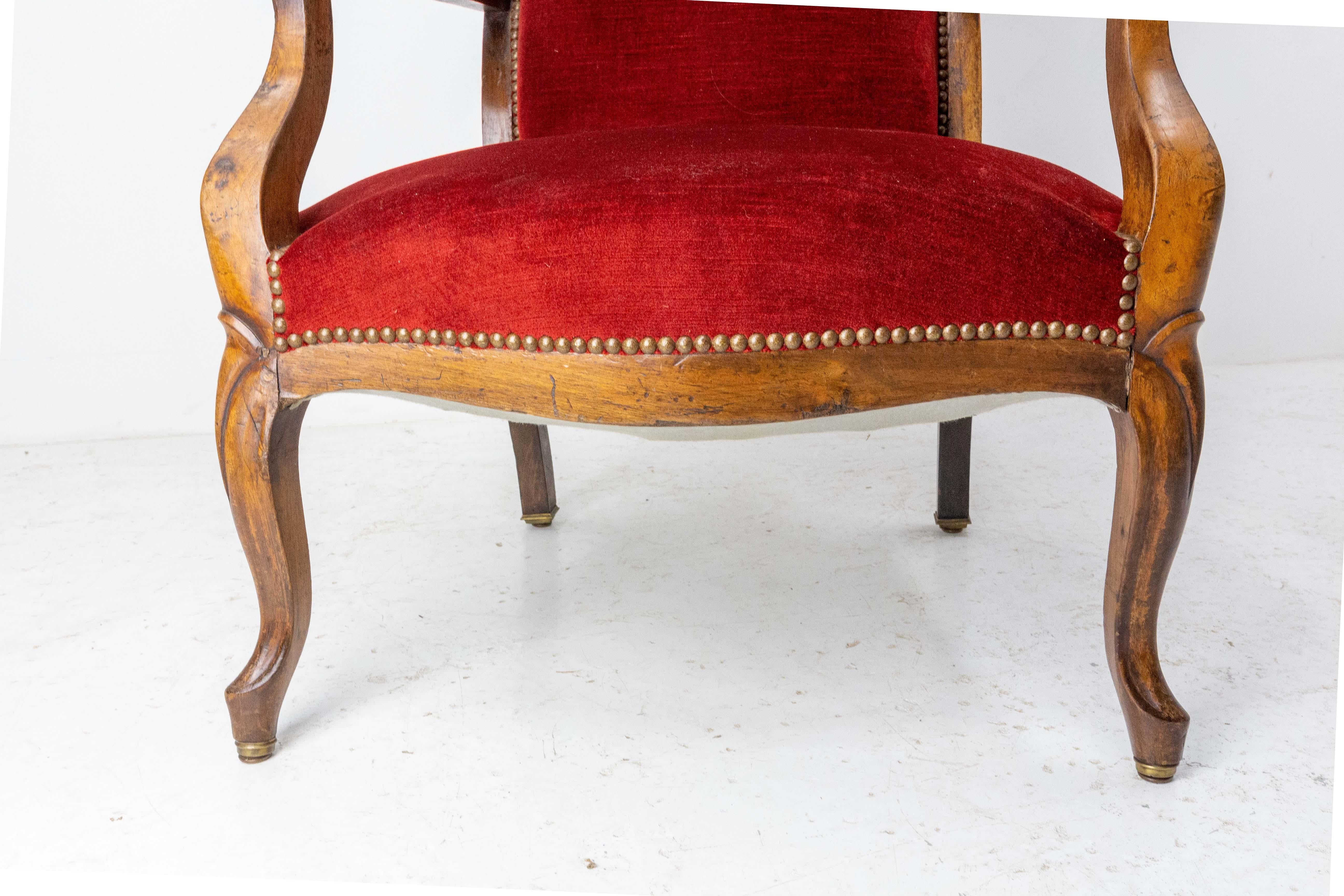 19th Century Voltaire Open Armchair French Louis Philippe Fauteuil For Sale 1