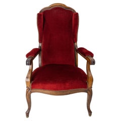 19th Century Voltaire Open Armchair French Louis Philippe Fauteuil