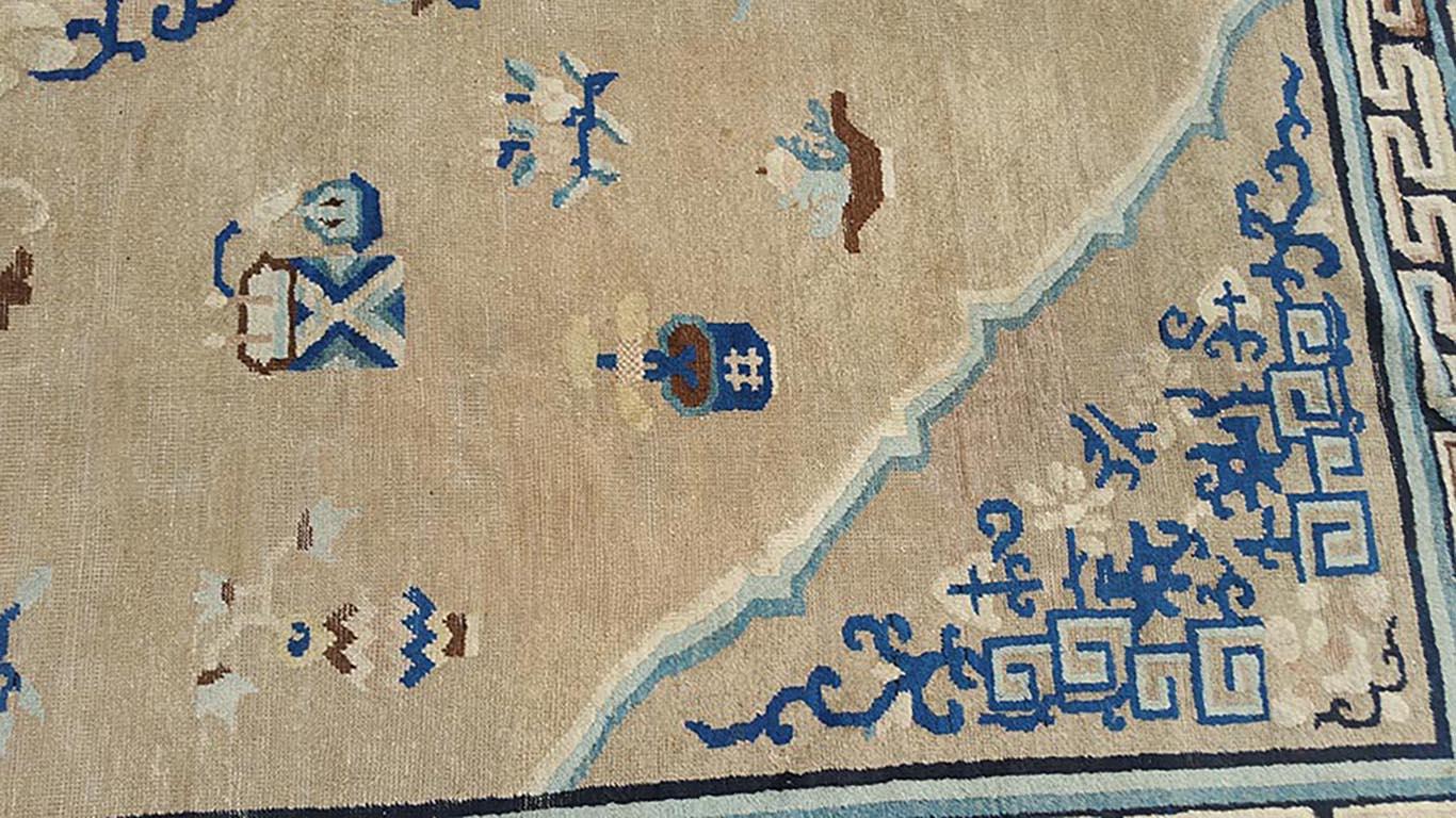 Laine Tapis chinois Ningxia du 19ème siècle ( 10' x 11'4