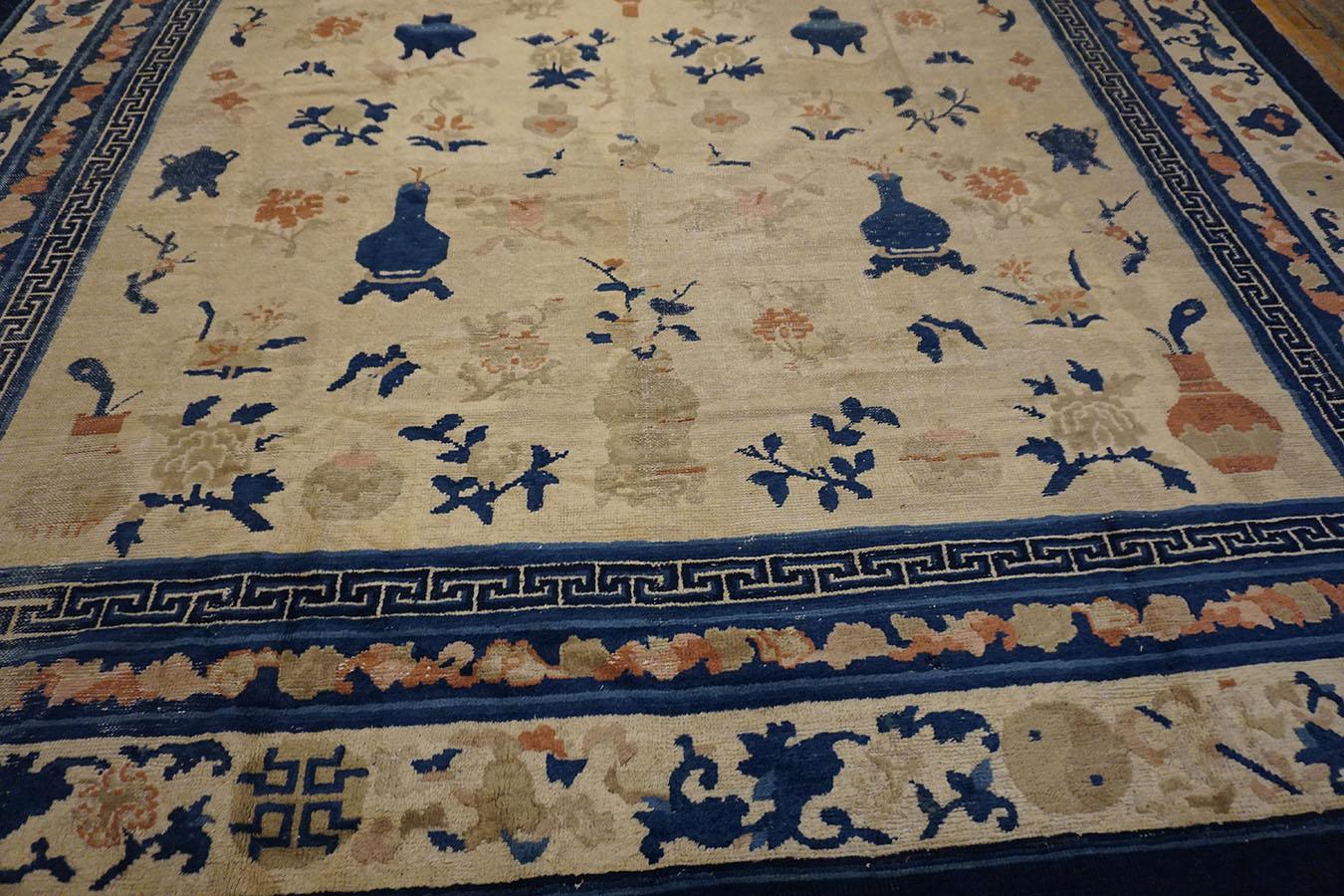Hand-Knotted 19th Century W. Chinese Ningxia Carpet For Sale