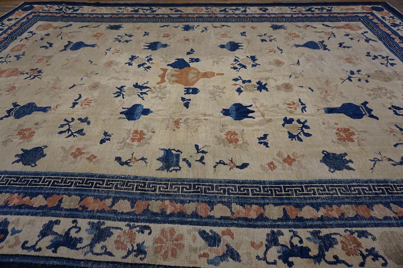 Wool 19th Century W. Chinese Ningxia Carpet ( 10'6