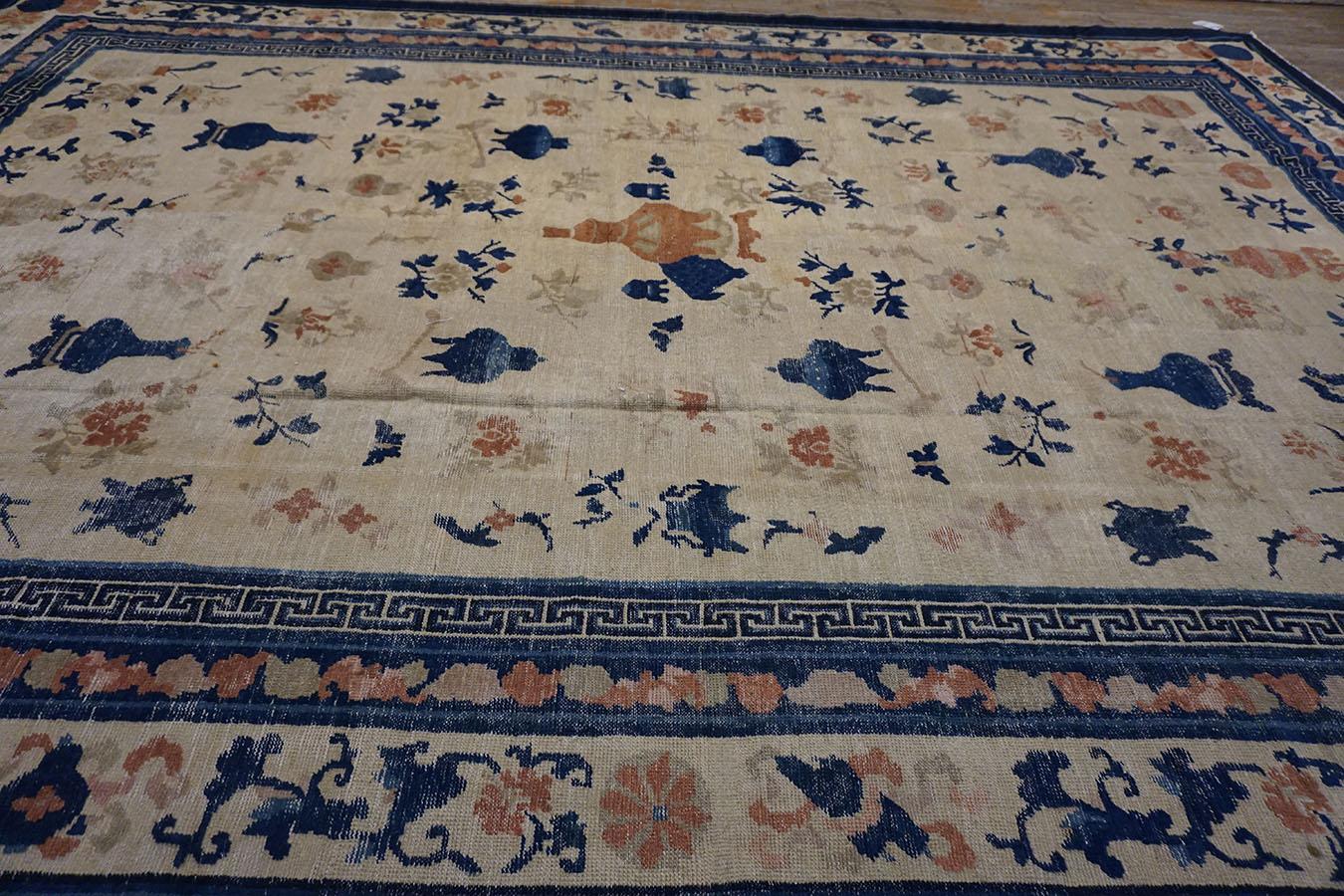 Wool 19th Century W. Chinese Ningxia Carpet For Sale
