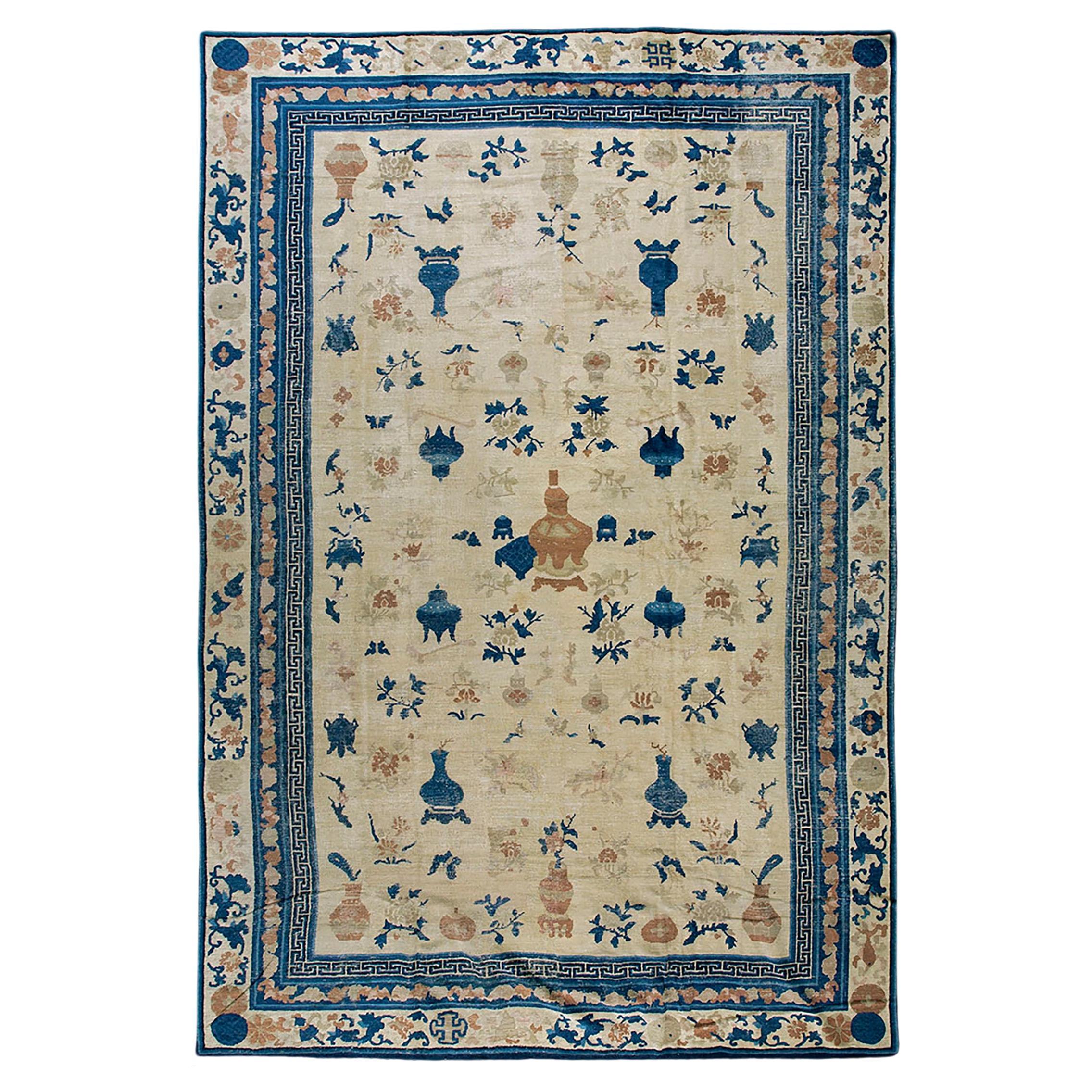 19th Century W. Chinese Ningxia Carpet ( 10'6" x 15' - 320 x 457 ) For Sale