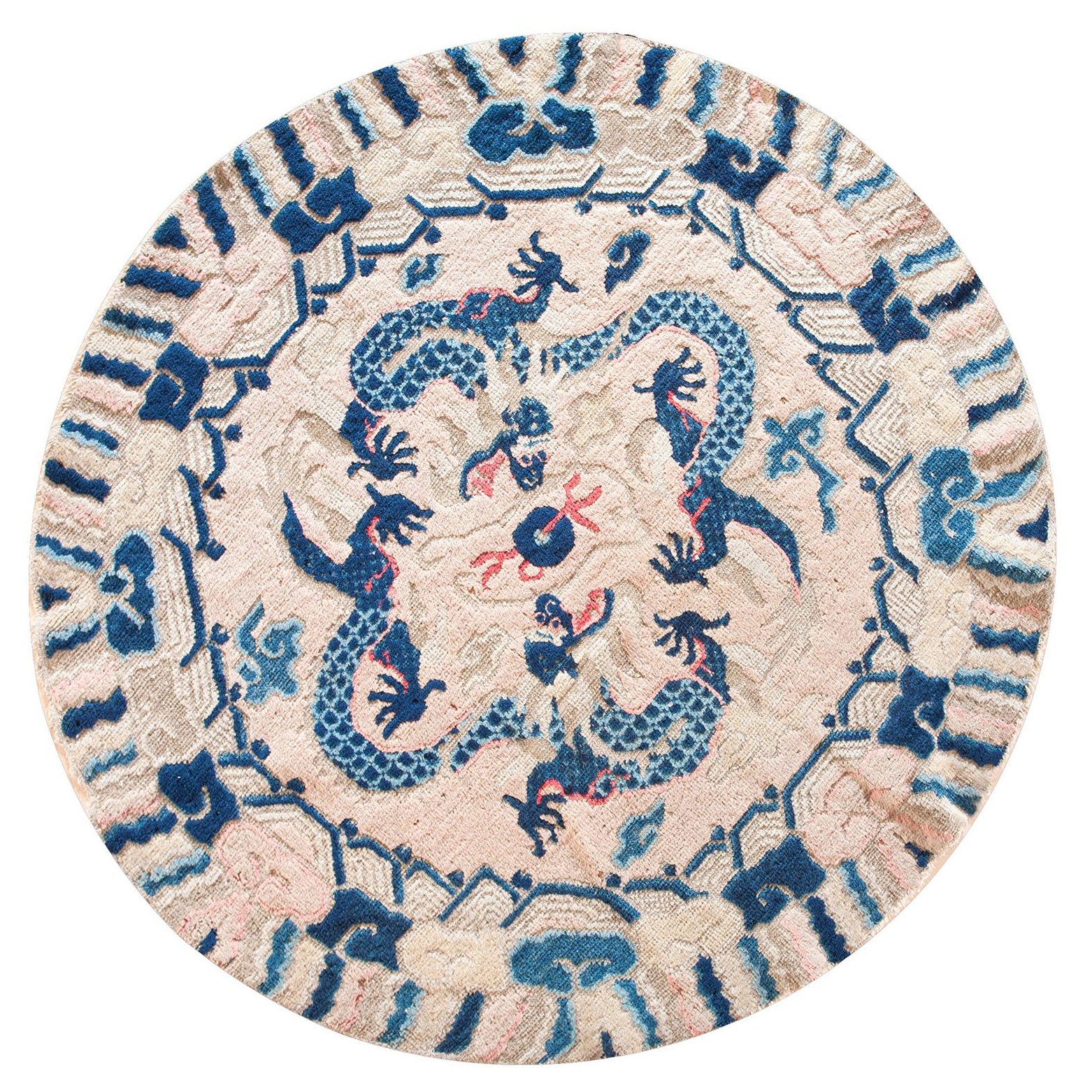 Tapis rond de Ningxia avec dragon, 19e siècle, W. Chinese