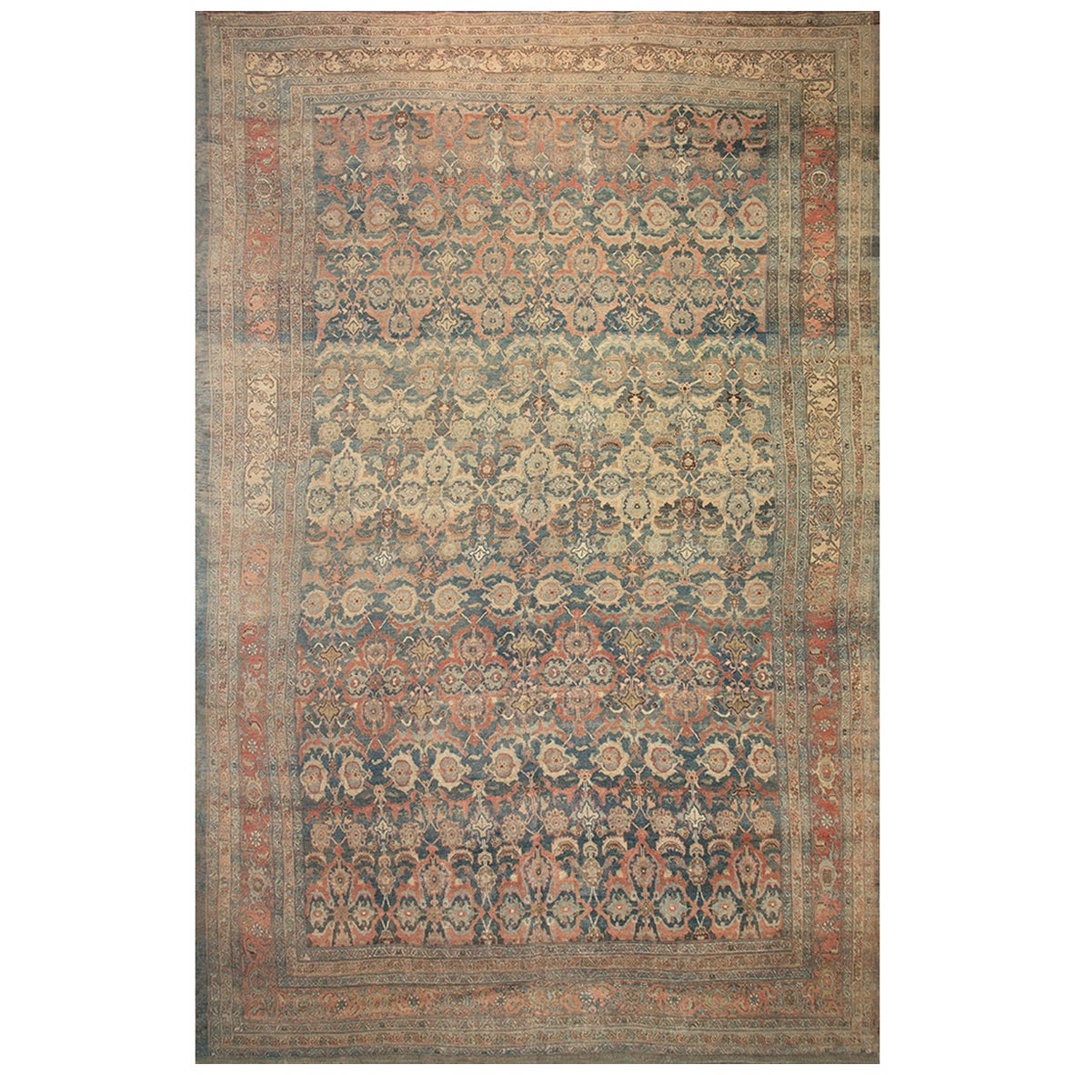 Tapis persan Bijar du 19ème siècle ( 11'2" x 8'2" x 340 x 554 ) en vente
