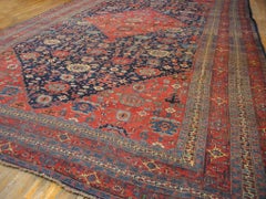 1880s Colorful Navy Antique Harshang Persian Bijar Carpet 16'2" x 27'4" Wool Rug