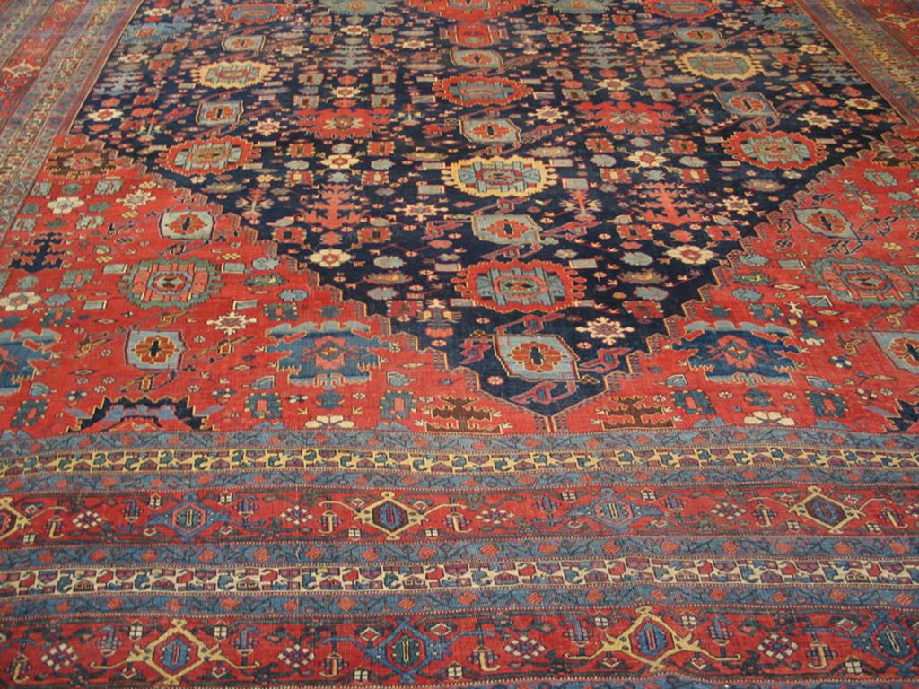Late 19th Century 19th Century W. Persian Bijar Carpet with Harshang Pattern For Sale