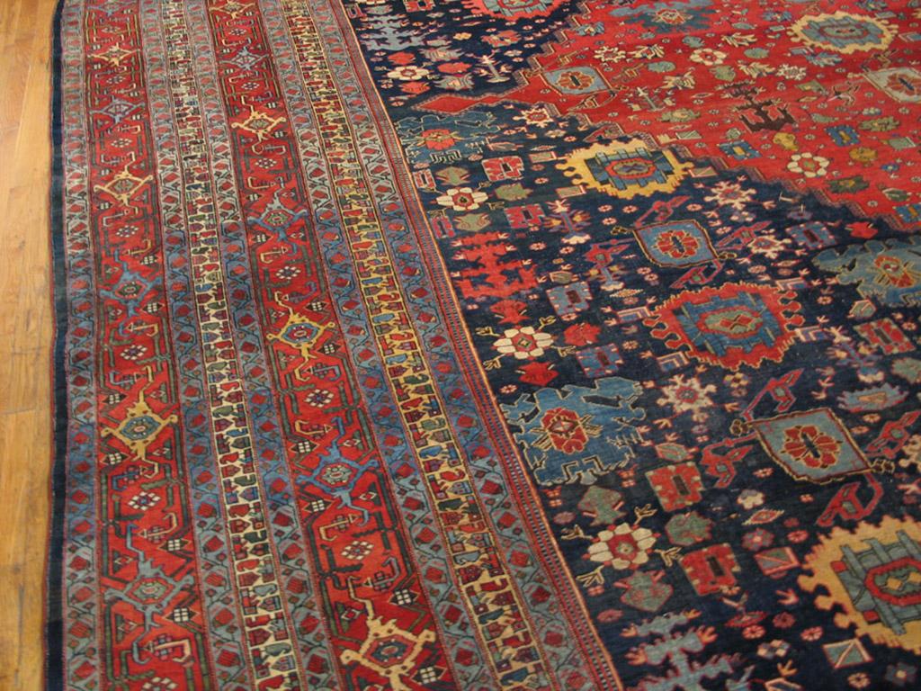 Wool 19th Century W. Persian Bijar Carpet with Harshang Pattern For Sale