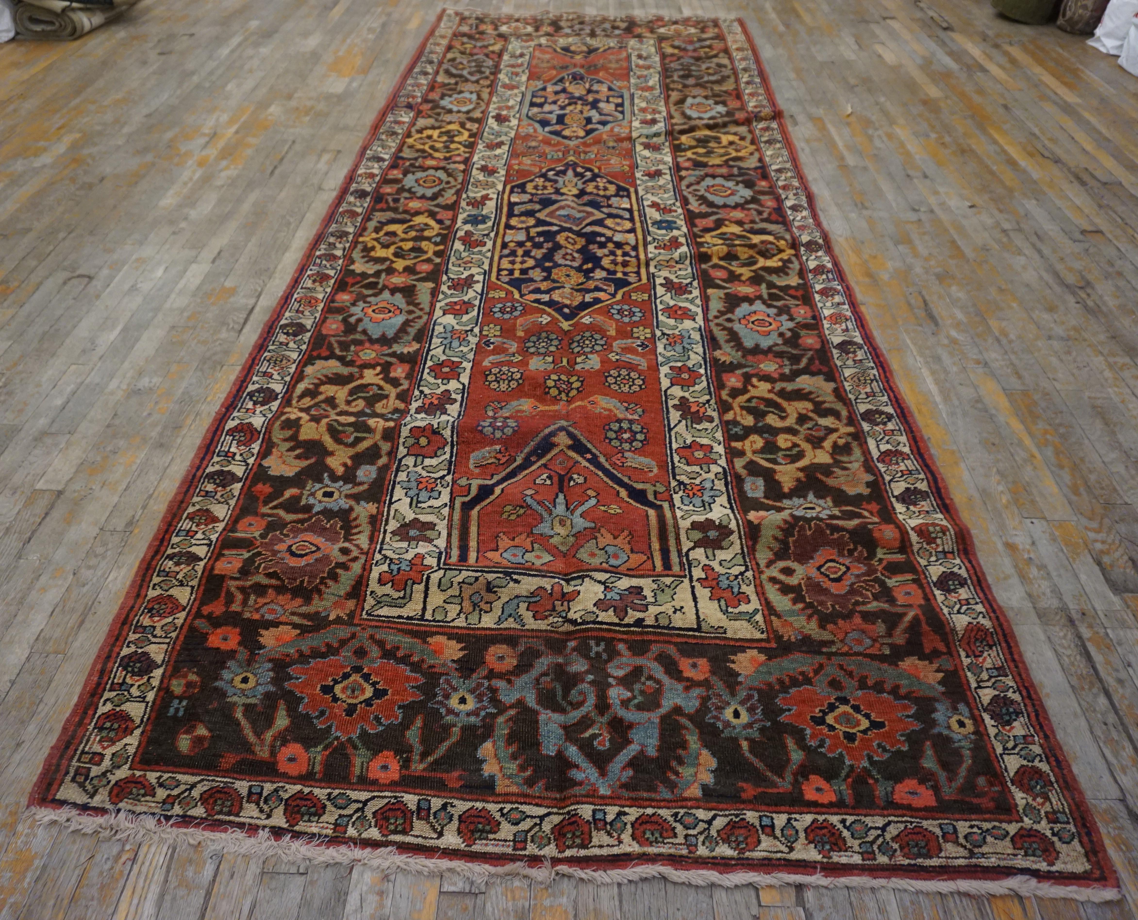 Hand-Knotted 19th Century W. Persian Bijar Carpet ( 4'10