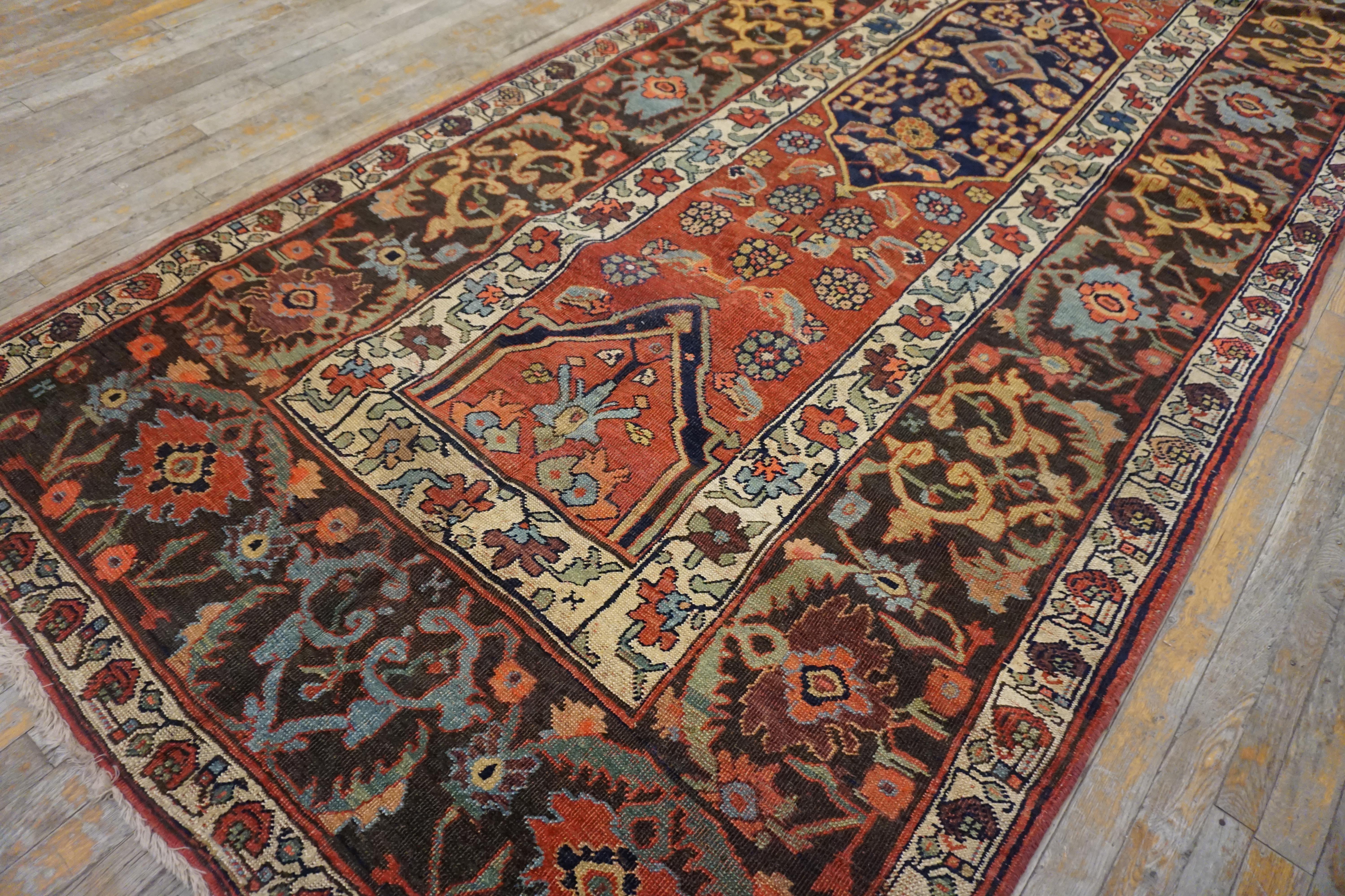 Wool 19th Century W. Persian Bijar Carpet ( 4'10