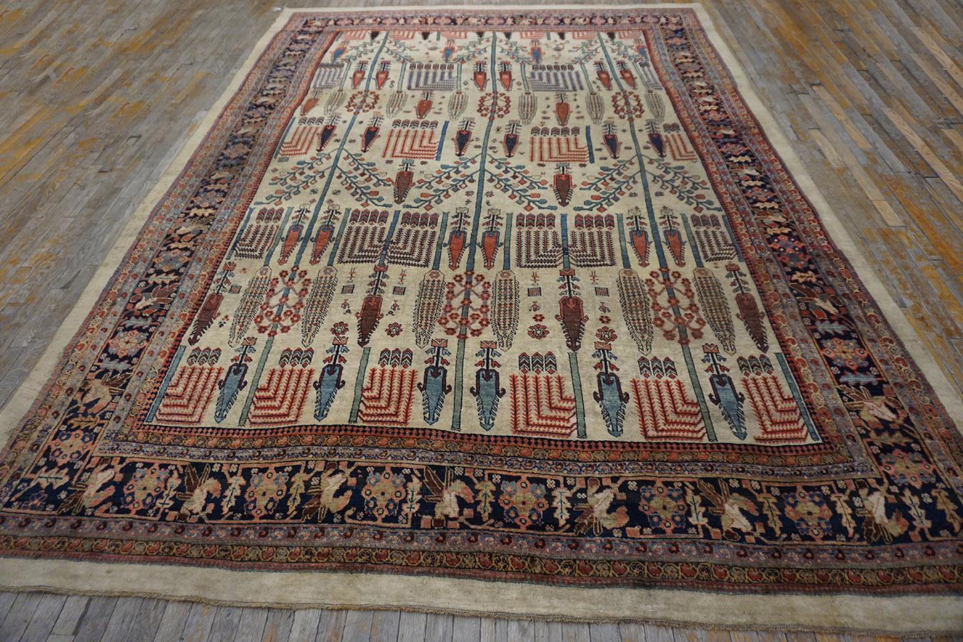 19. Jahrhundert W. Persischer Bijar Teppich mit Bid Majnoon Design 
8'9