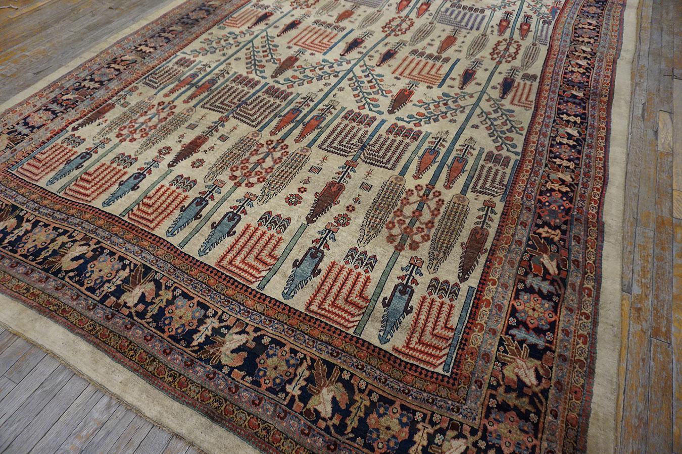 Hand-Knotted 19th Century W. Persian Bijar Carpet with Bid Majnoon Design ( 8'9