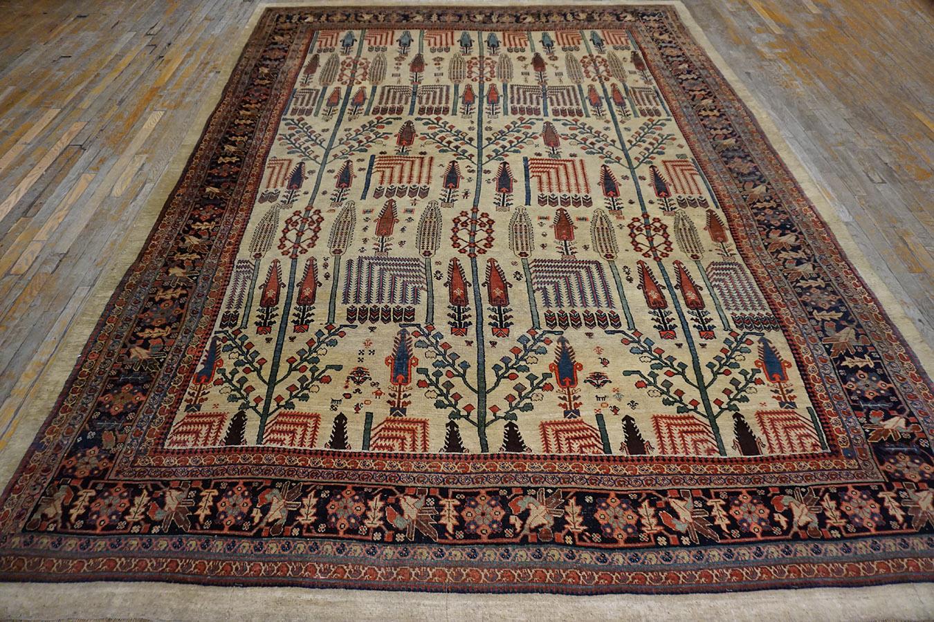 Late 19th Century 19th Century W. Persian Bijar Carpet with Bid Majnoon Design ( 8'9