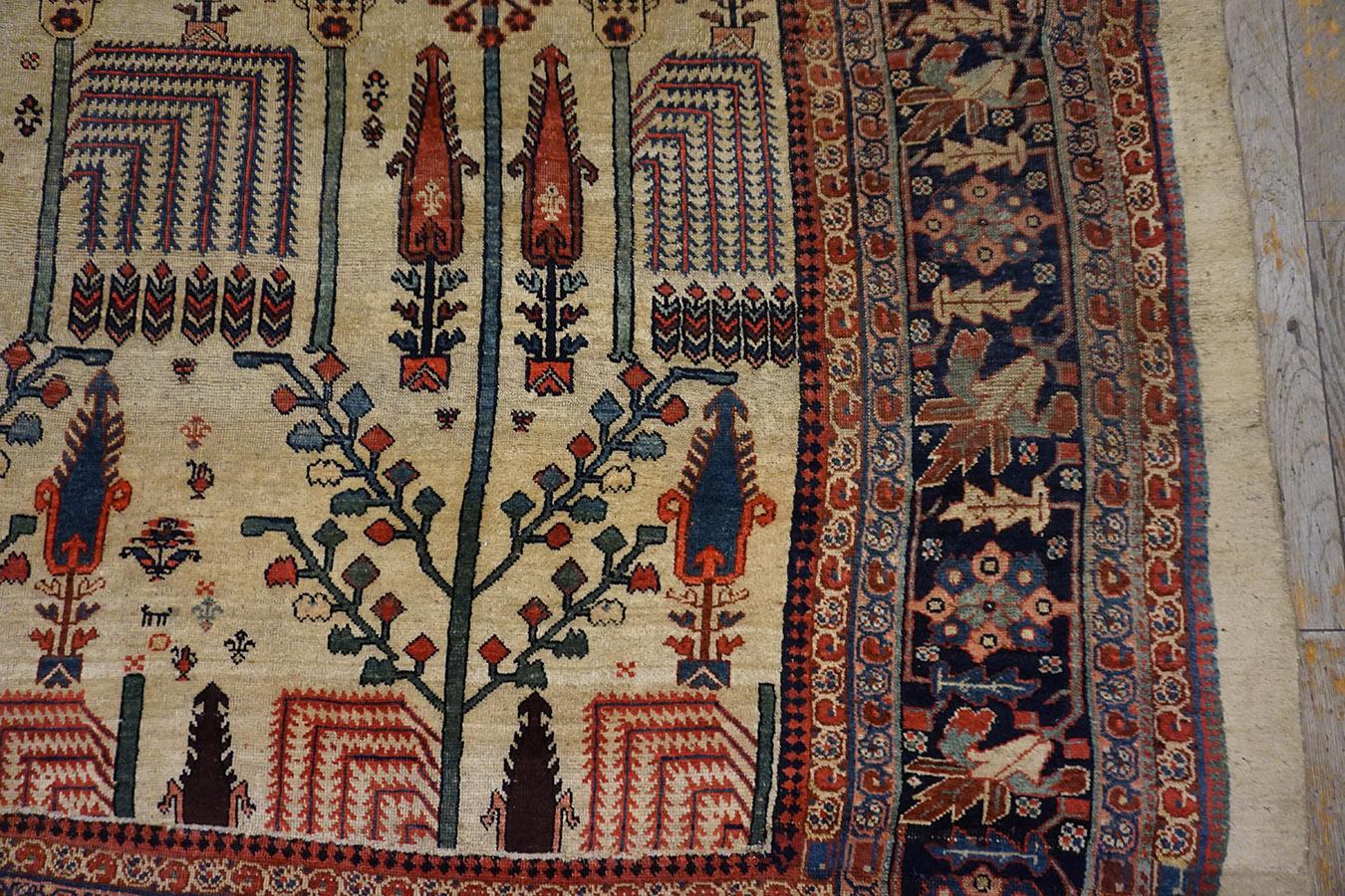Wool 19th Century W. Persian Bijar Carpet with Bid Majnoon Design ( 8'9