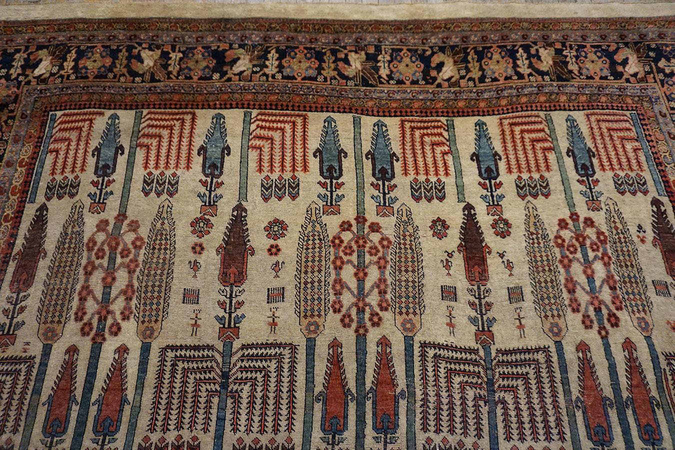 19th Century W. Persian Bijar Carpet with Bid Majnoon Design ( 8'9
