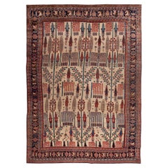 19th Century W. Persian Bijar Carpet with Bid Majnoon Design ( 8'9" x 12'2" )