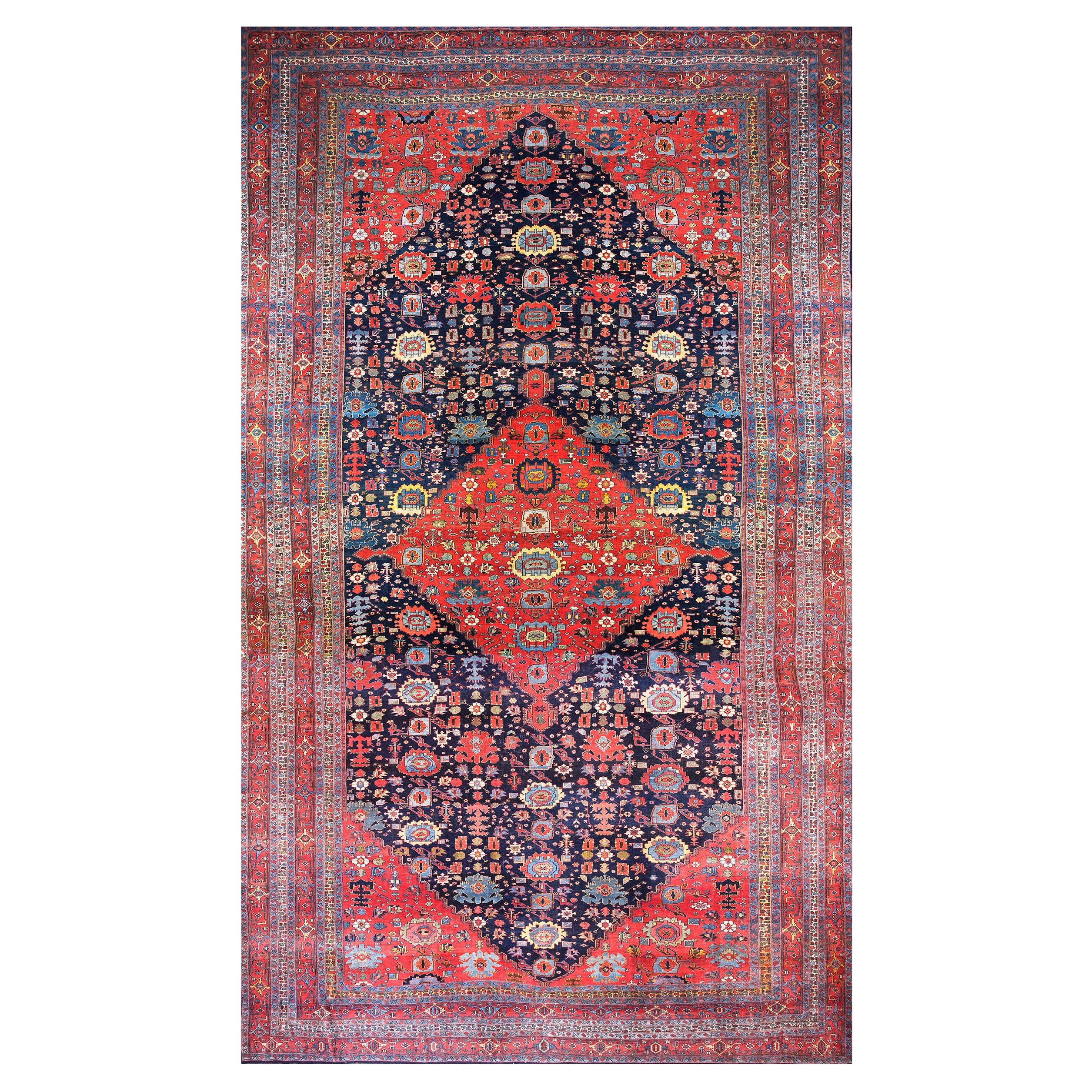 Tapis persan Bijar du 19ème siècle avec motif Harshang