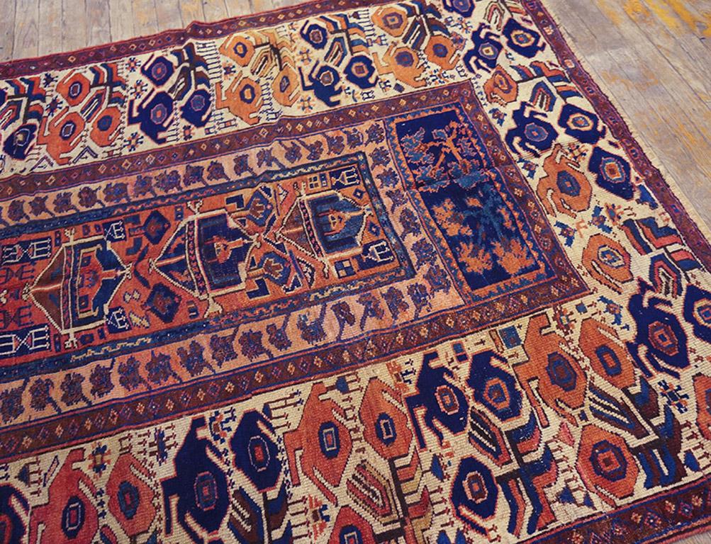 Alfombra Persa Kurda Sanjabi del Siglo XIX ( 5' x 6'6