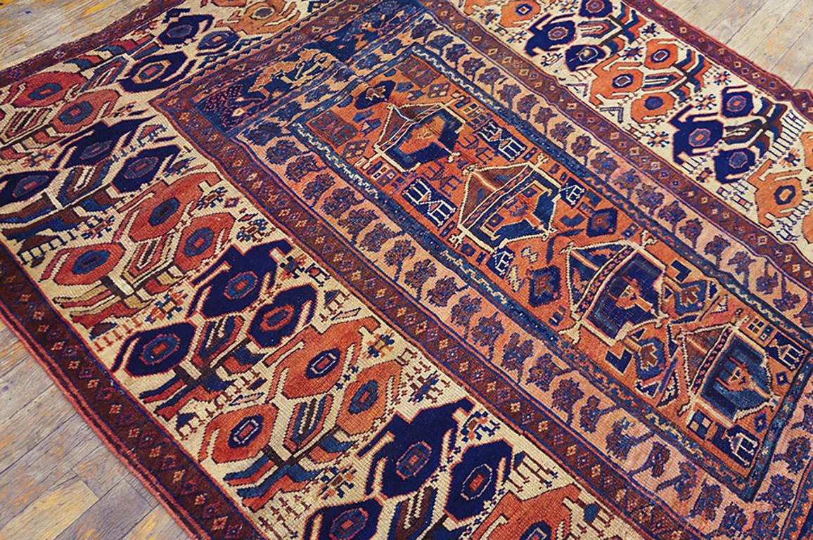 Alfombra Persa Kurda Sanjabi del Siglo XIX ( 5' x 6'6