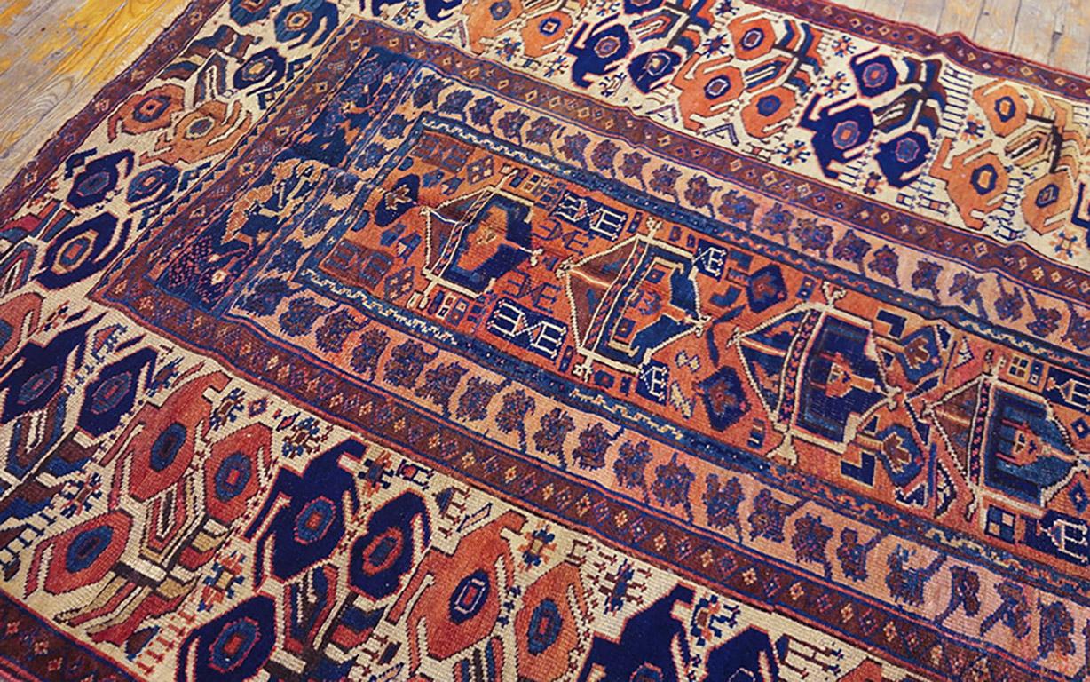 Alfombra Persa Kurda Sanjabi del Siglo XIX ( 5' x 6'6