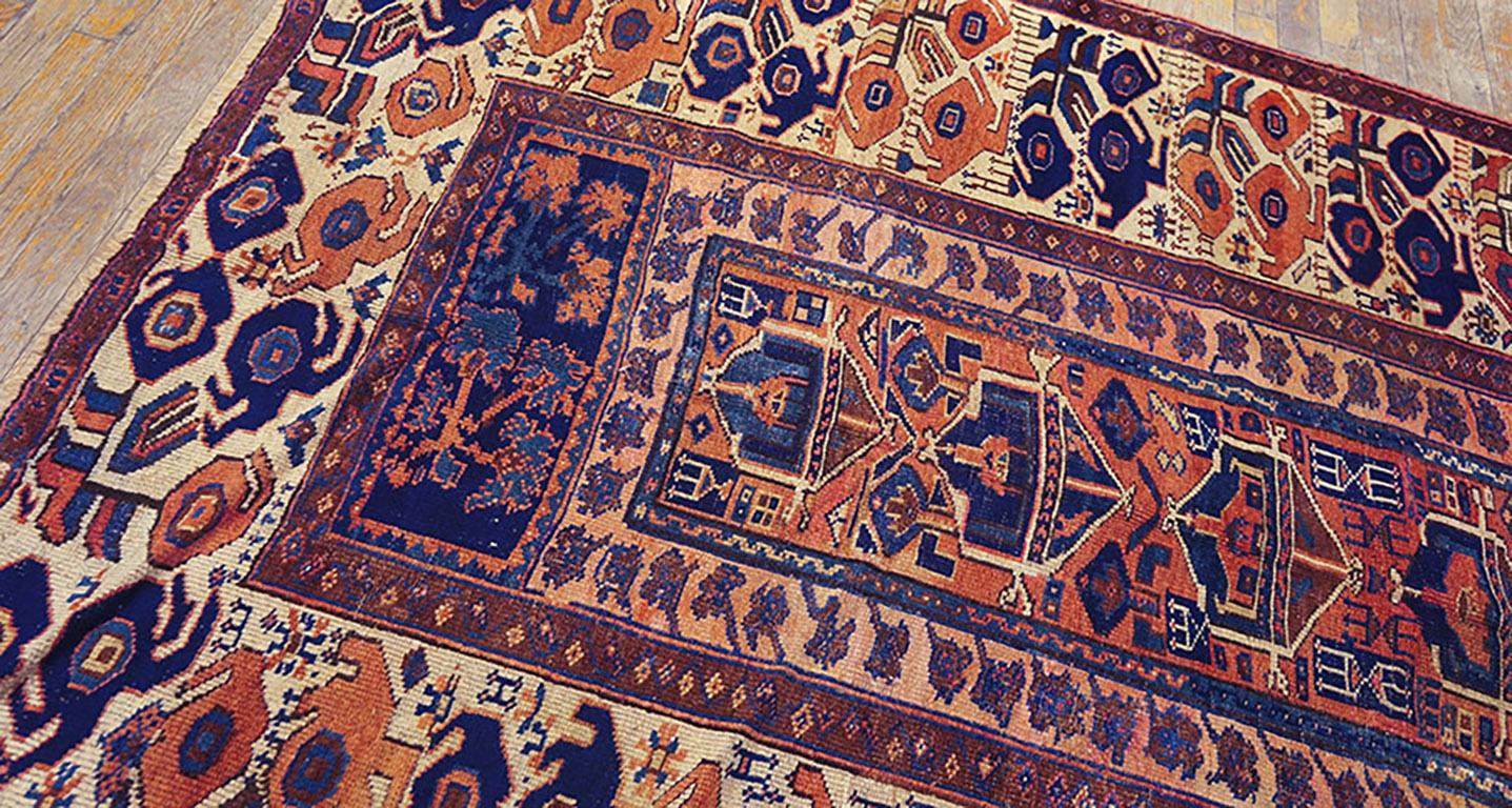 Alfombra Persa Kurda Sanjabi del Siglo XIX ( 5' x 6'6