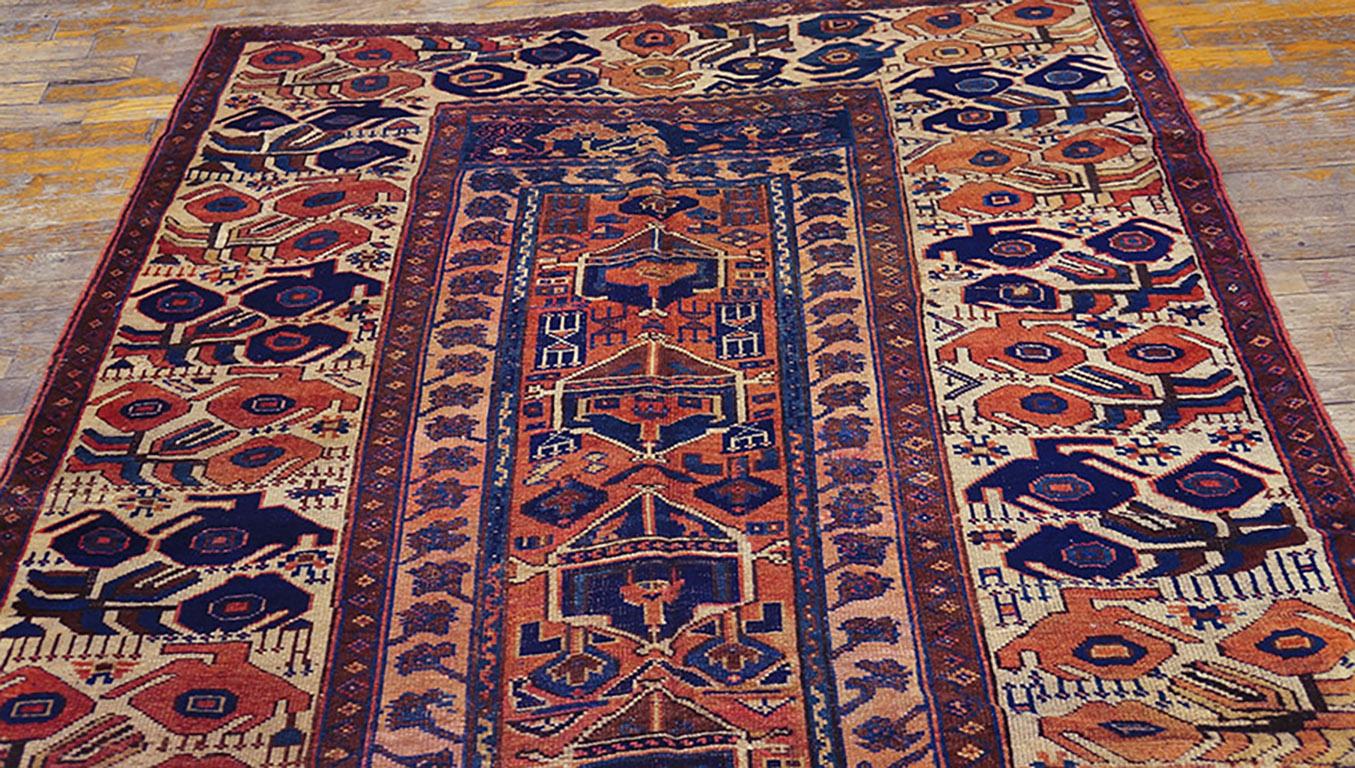 Alfombra Persa Kurda Sanjabi del Siglo XIX ( 5' x 6'6