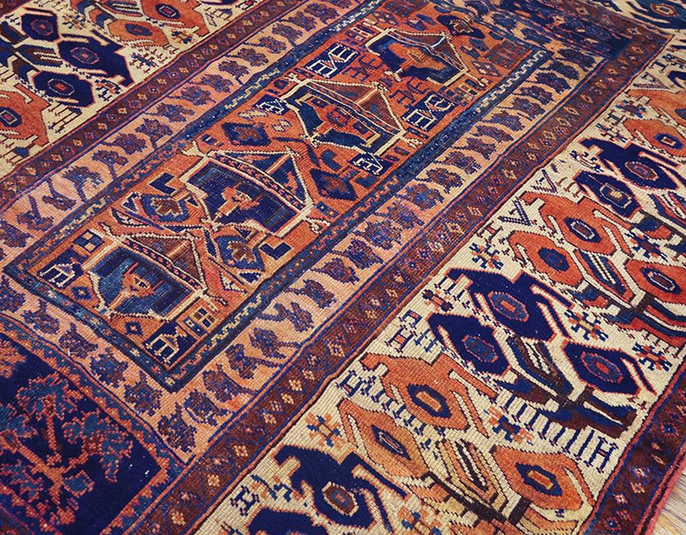 Alfombra Persa Kurda Sanjabi del Siglo XIX ( 5' x 6'6