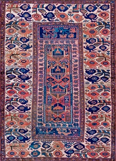 Tappeto W persiano curdo sanjabi del XIX secolo ( 5' x 6'6" - 153 x 198 )