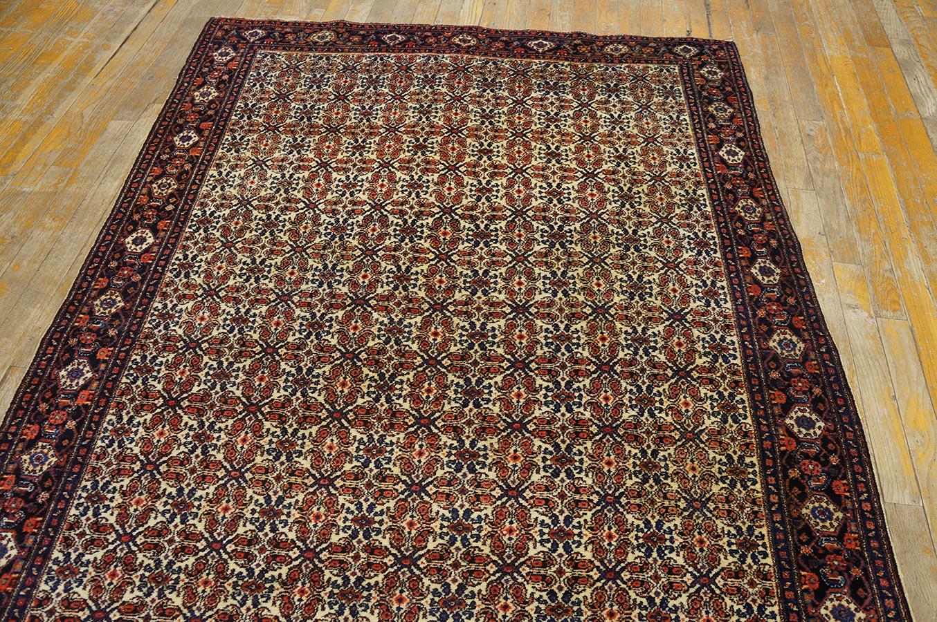 Wool 19th Century W. Persian Senneh Carpet on Silk Warp ( 4'4'' x 6'8'' - 132 x 203 ) For Sale