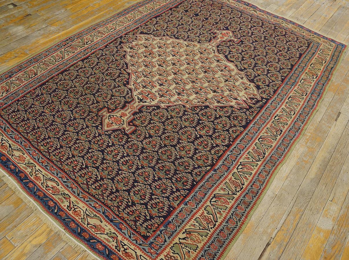 Kilim persiano Senneh del XIX secolo W. ( 4'3