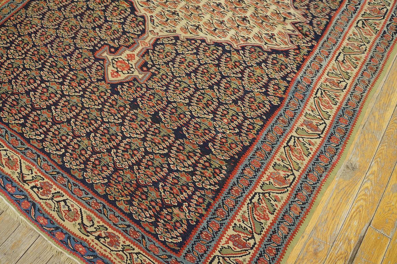 Lana Kilim persiano Senneh del XIX secolo W. ( 4'3