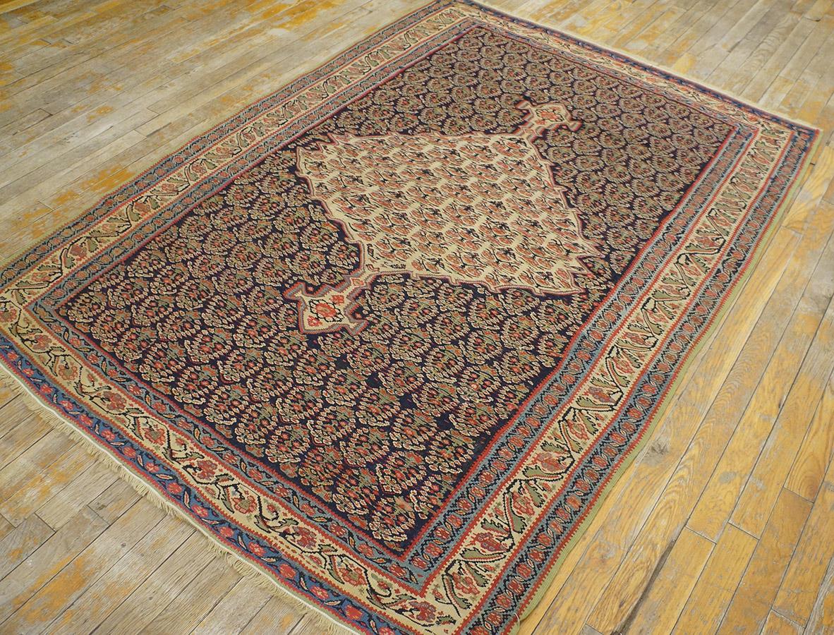 Tessuto a mano Kilim persiano Senneh del XIX secolo W. ( 4'3