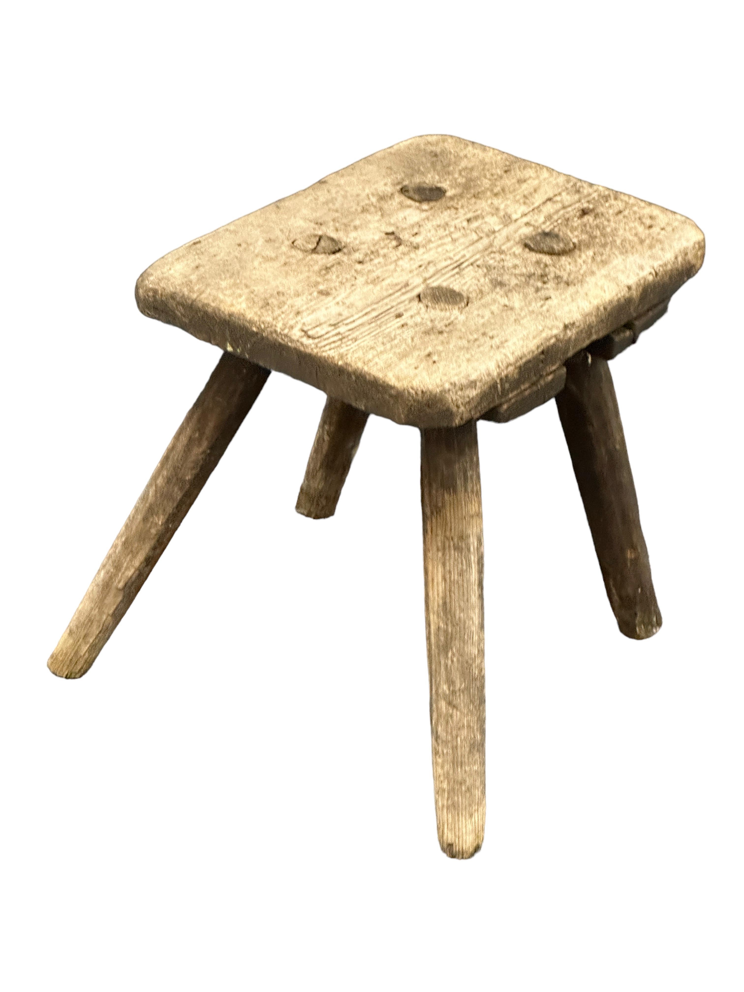 19th Century Wabi Sabi 4 Leg Milking Stool, Germany Around 1860s 8