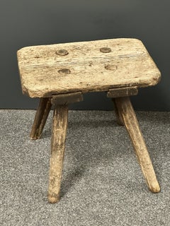 Tabouret de traite à 4 pieds Wabi Sabi du 19e siècle, Allemagne vers 1860